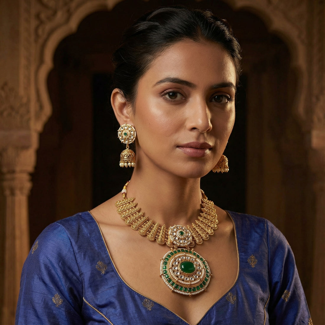 Kundan Choker Set | Rajputi Luxury Indian Bridal Jewelry - nandai.store