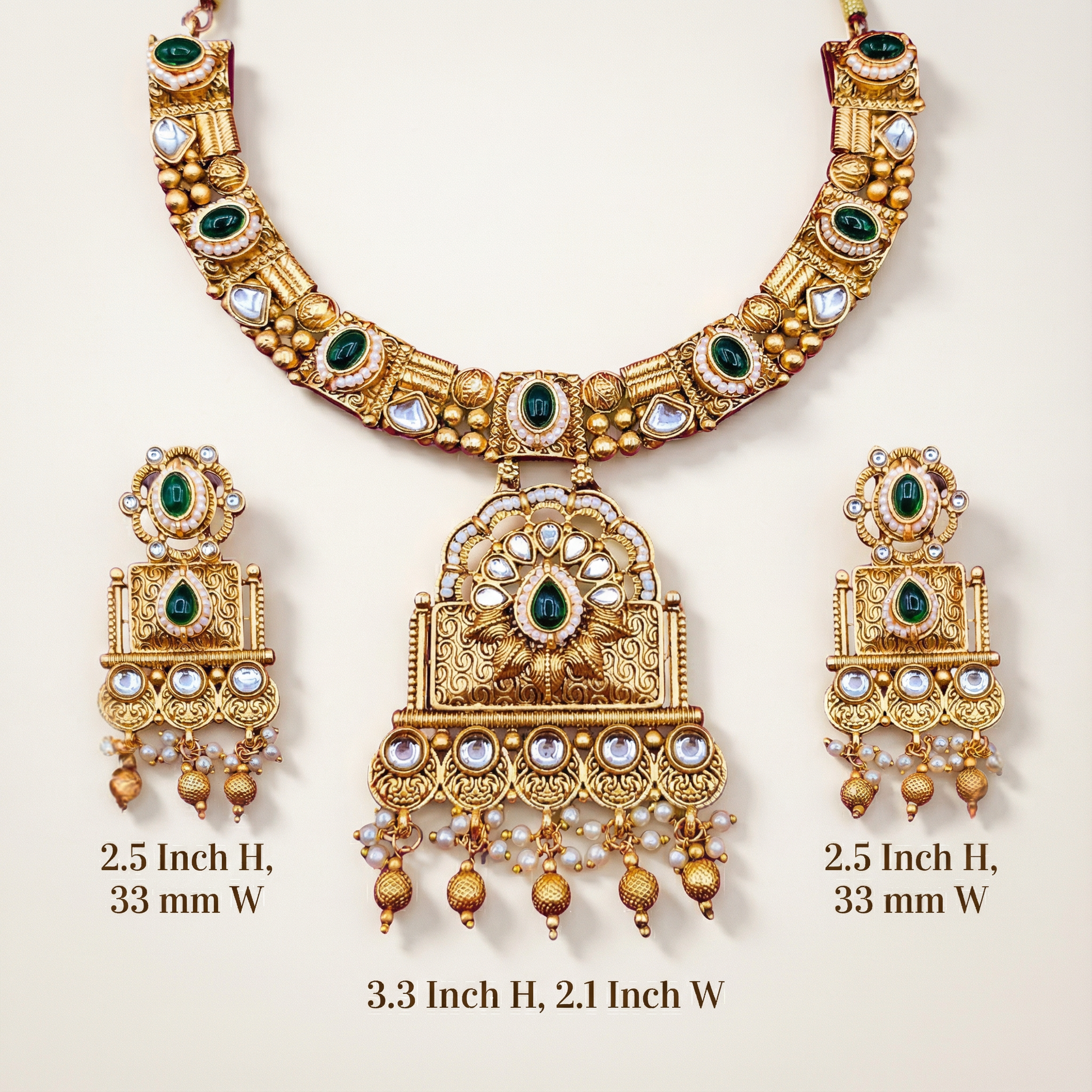 Temple Choker Necklace | Pallavi Gold-Plated South Indian Jewellery Set - nandai.store
