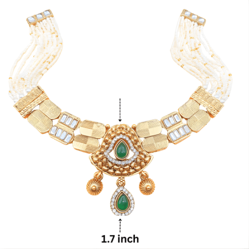 Temple Jewellery Choker Set | Jaipur Bridal Gold-Plated Necklace with Earrings - nandai.store