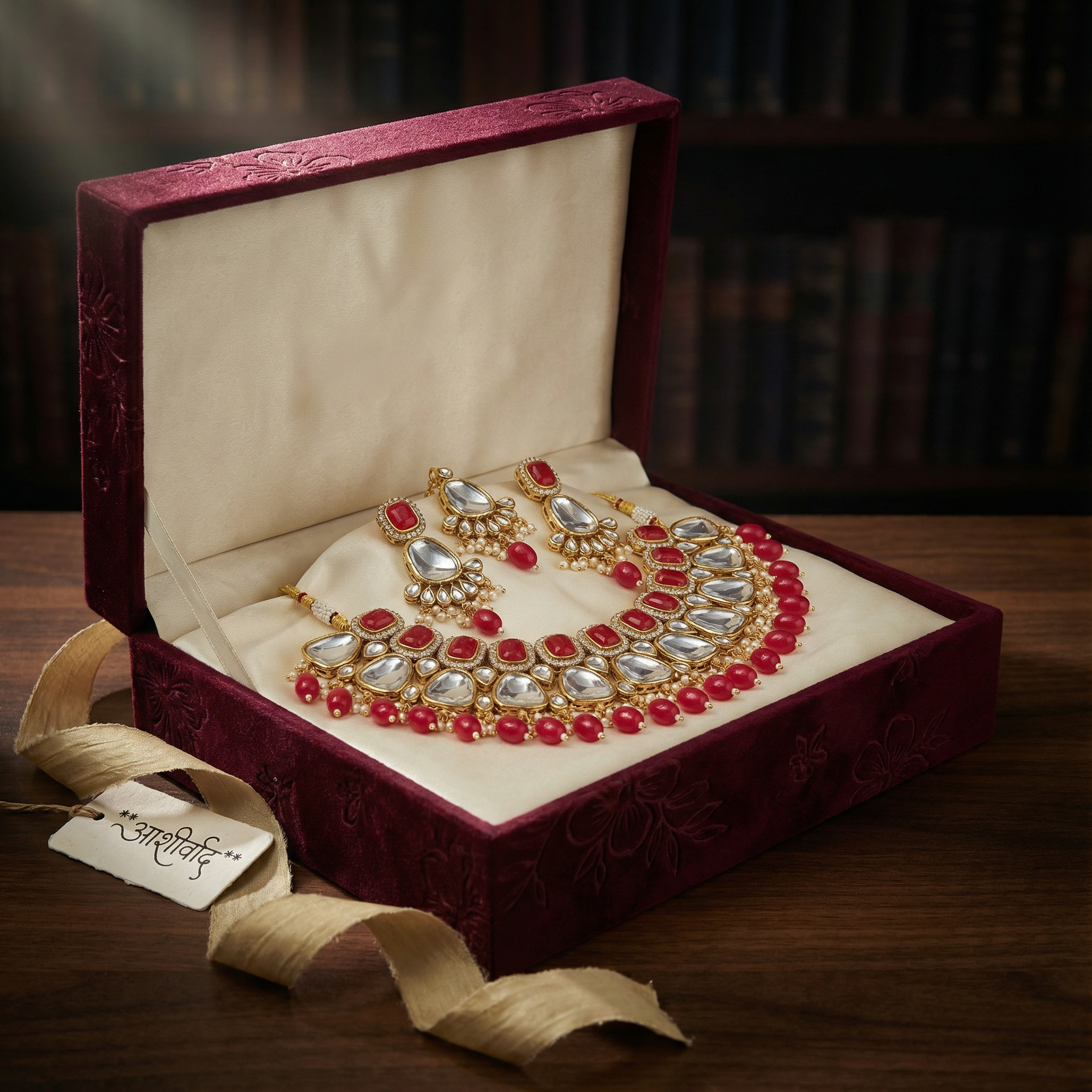 Kundan Choker Set | Earrings | Sarah Jadau Kundan Jewellery for Women - nandai.store