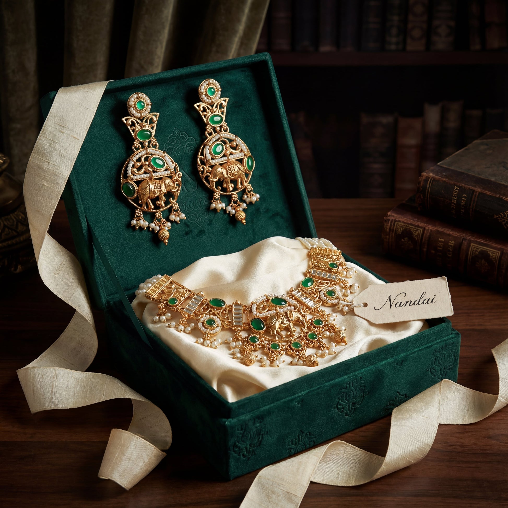 Elephant Necklace Set | Rajputi Luxury Rajwadi Wedding Jewelry - nandai.store