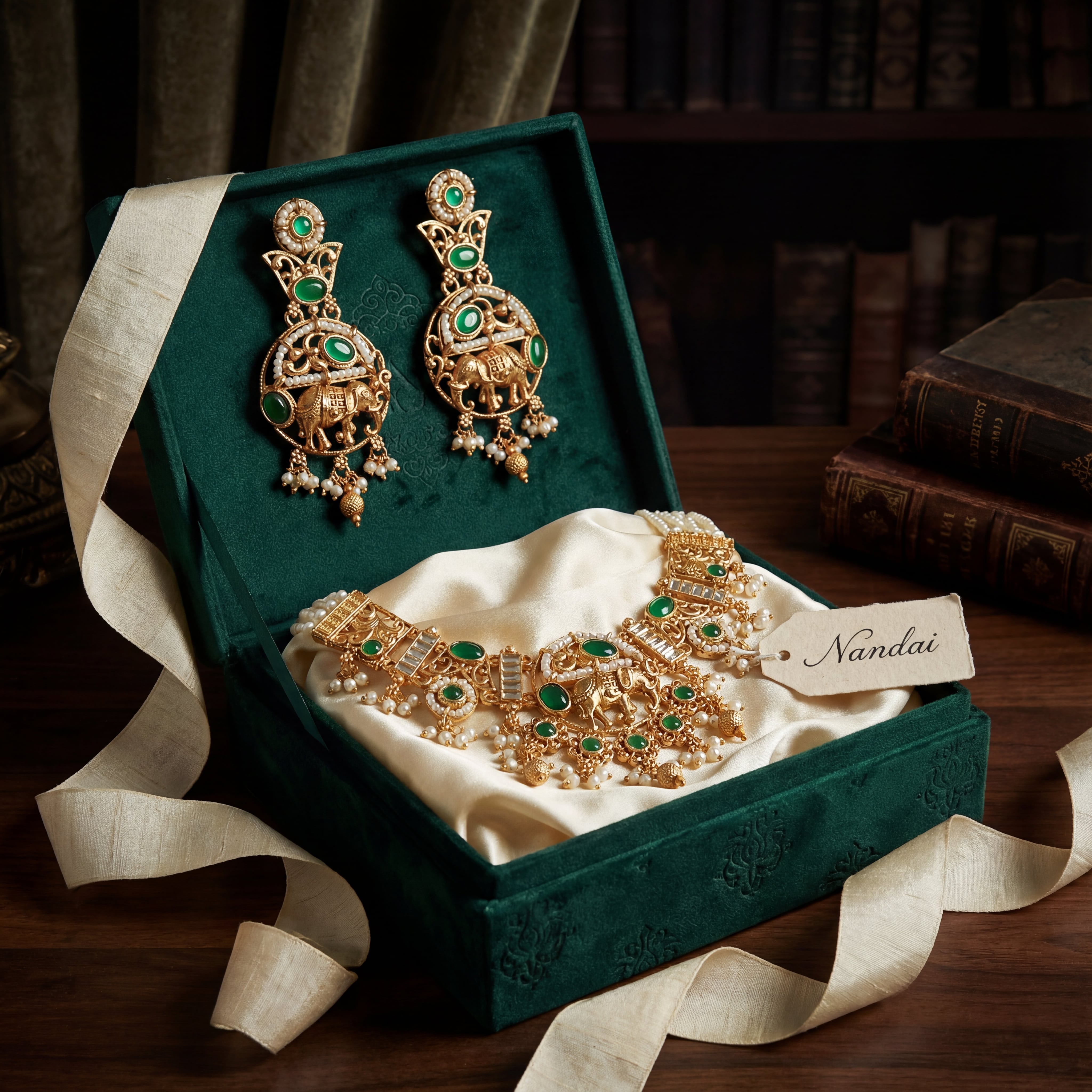 Elephant Necklace Set | Rajputi Luxury Rajwadi Wedding Jewelry - nandai.store