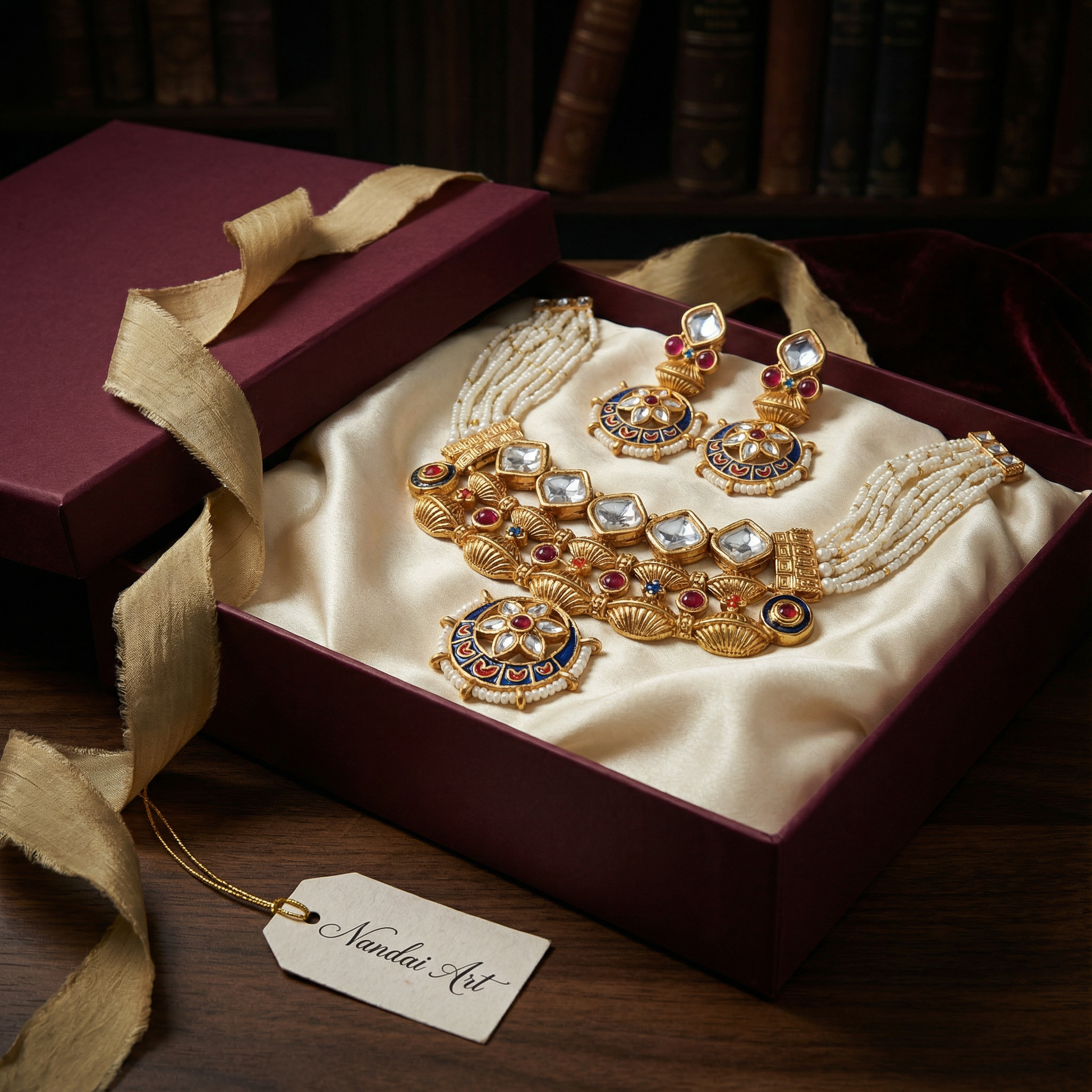 Meena Jewelry Set | Rajputi Luxury Indian Necklace & Earrings - nandai.store