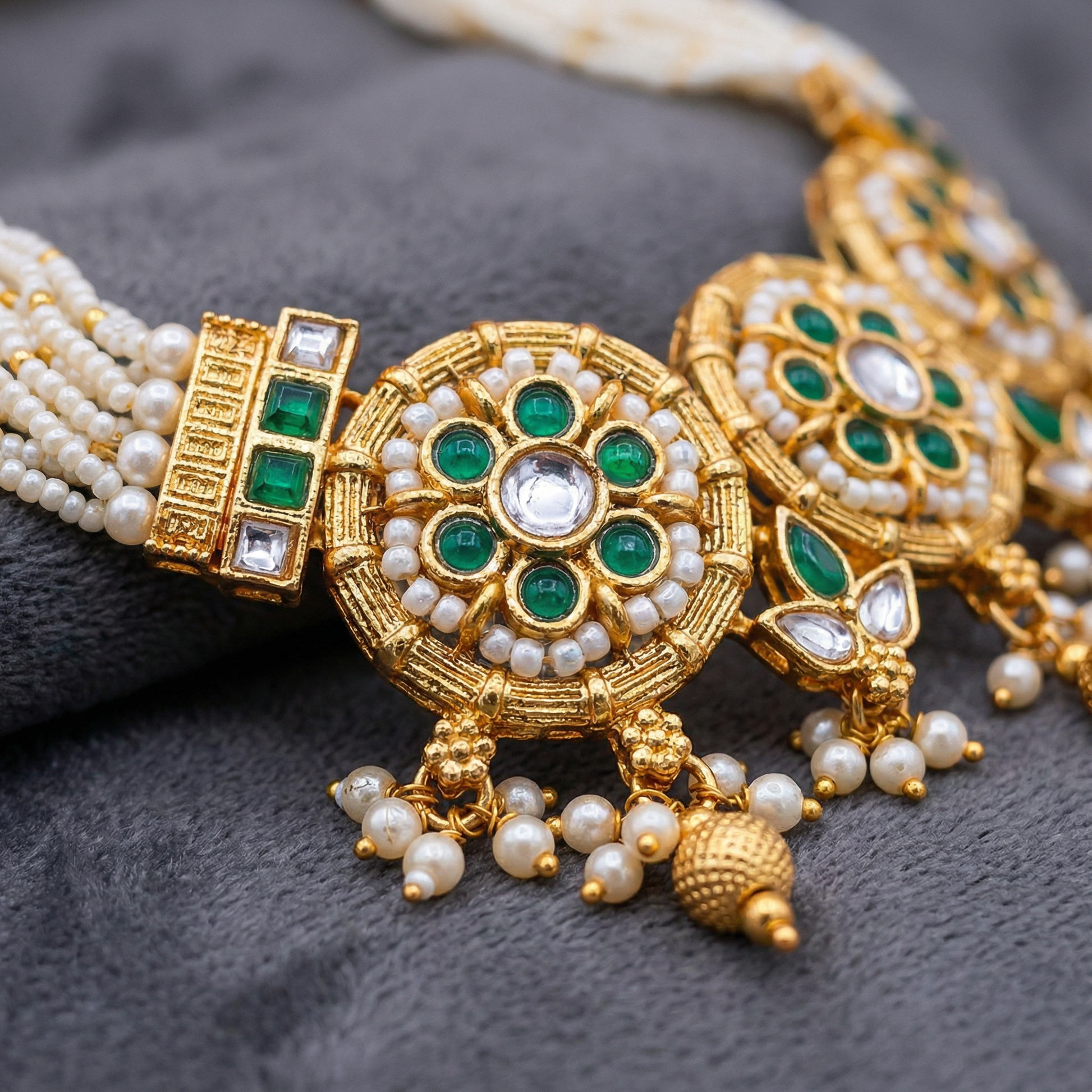 Kundan Choker Set | Rajputi Bridal Necklace with Pearls & Gold - nandai.store