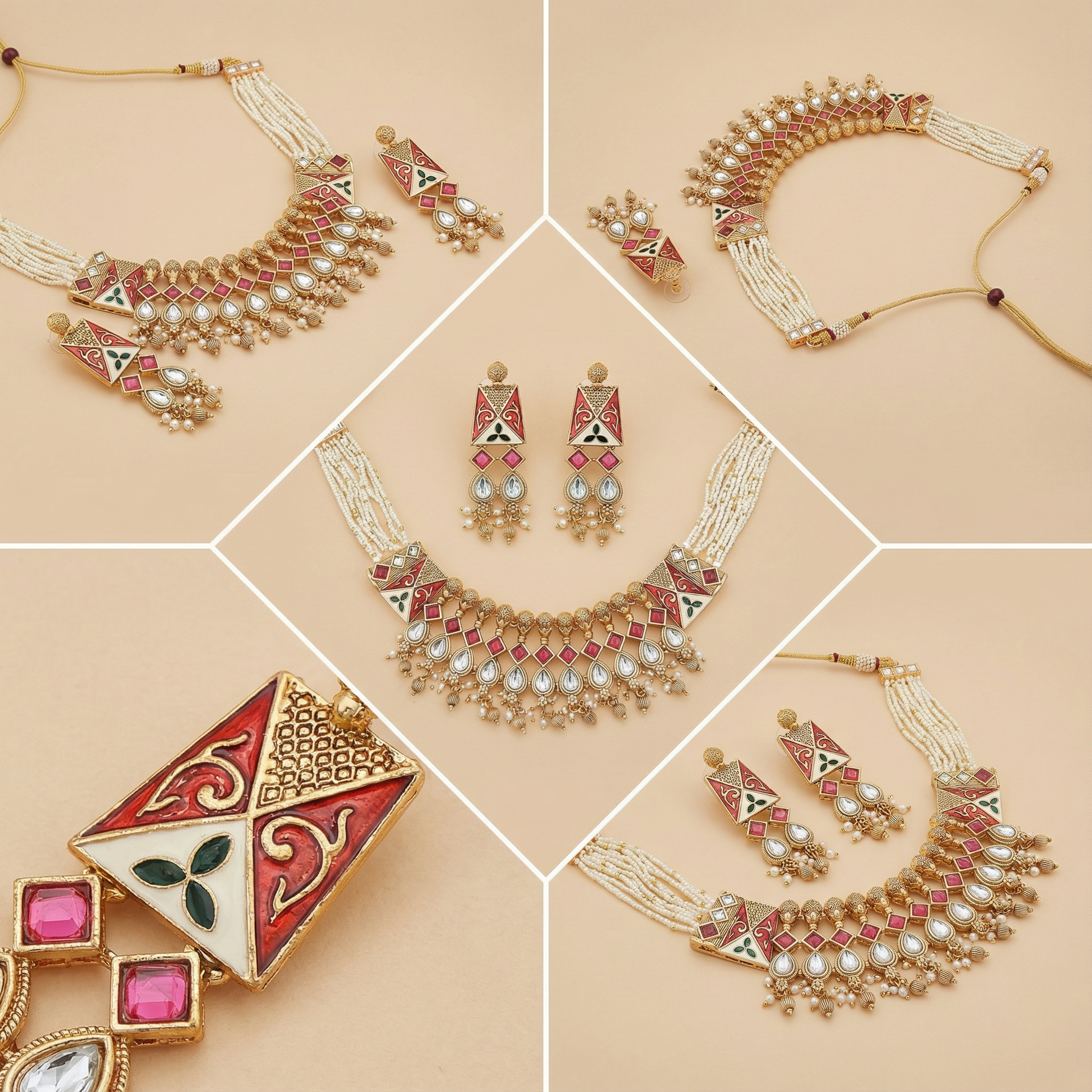 Meenakari Necklace Set | Rajwadi Luxury Gold-Plated Indian Jewelry - nandai.store