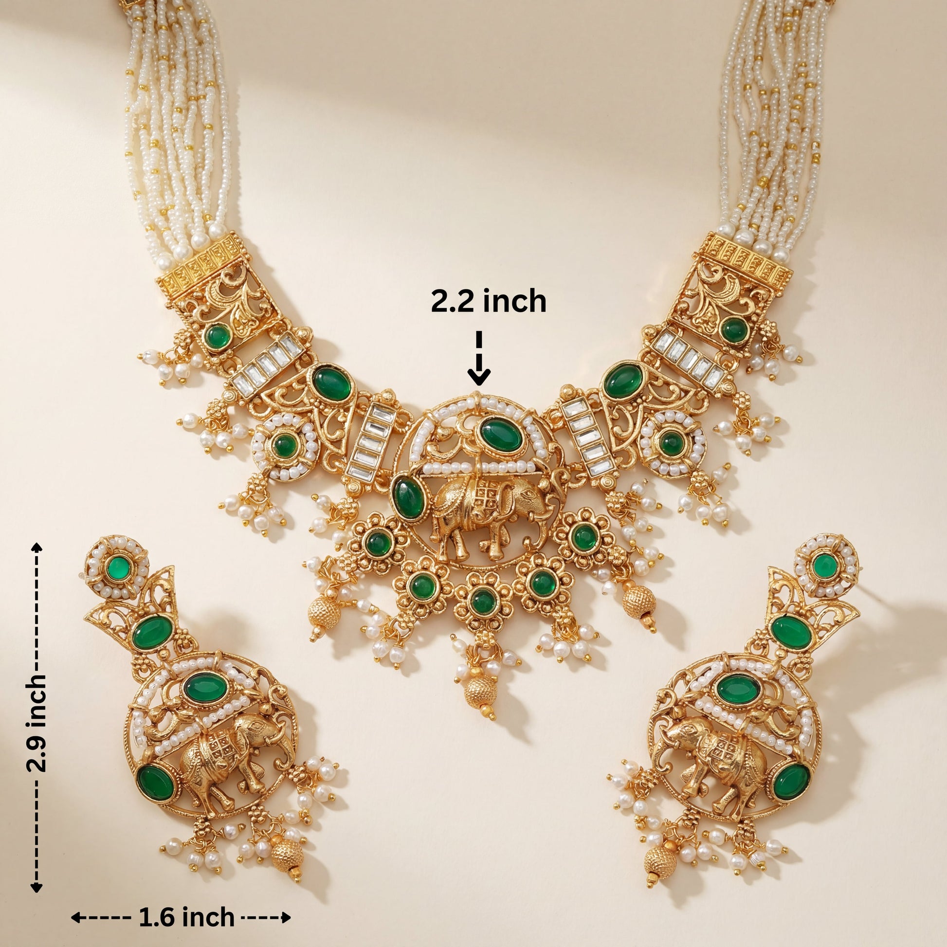 Elephant Necklace Set | Rajputi Luxury Rajwadi Wedding Jewelry - nandai.store