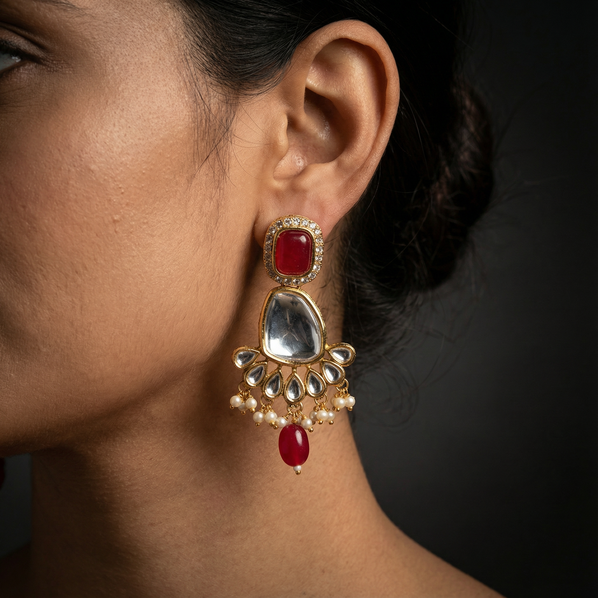 Kundan Choker Set | Earrings | Sarah Jadau Kundan Jewellery for Women - nandai.store