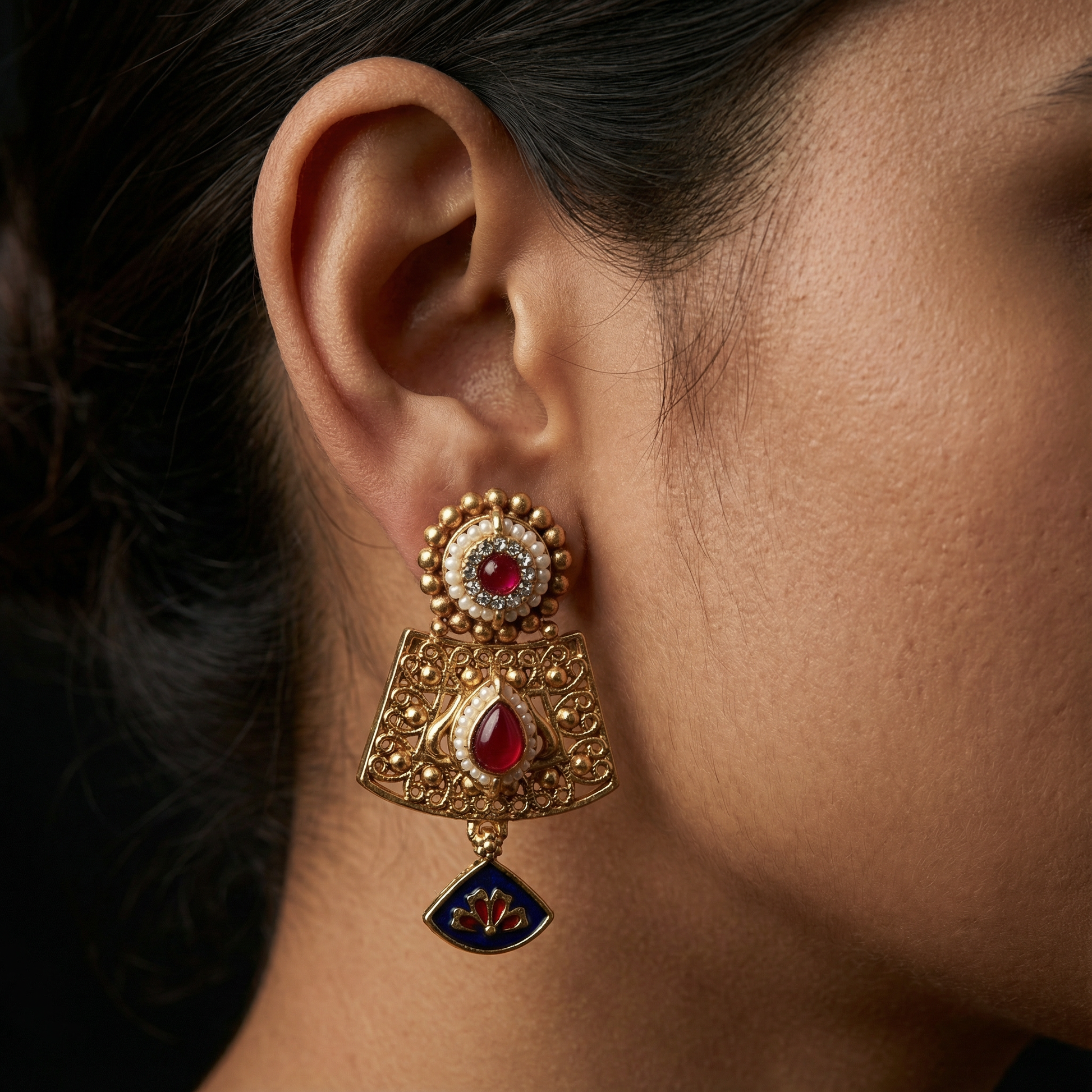 Meenakari Necklace | Tripti Rajputi Gold-Plated Statement Set with Earrings - nandai.store