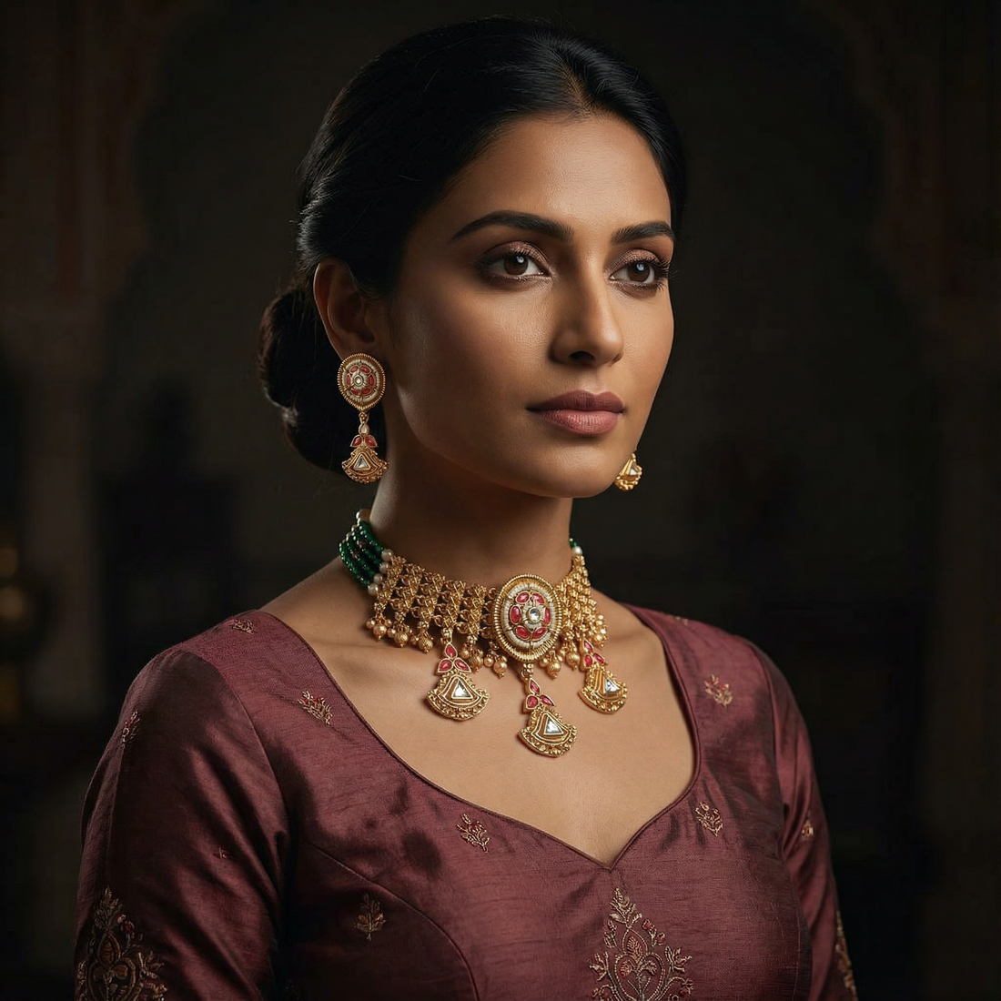Kundan Choker Set | Meenakari Rajputi Luxury Indian Jewelry - nandai.store