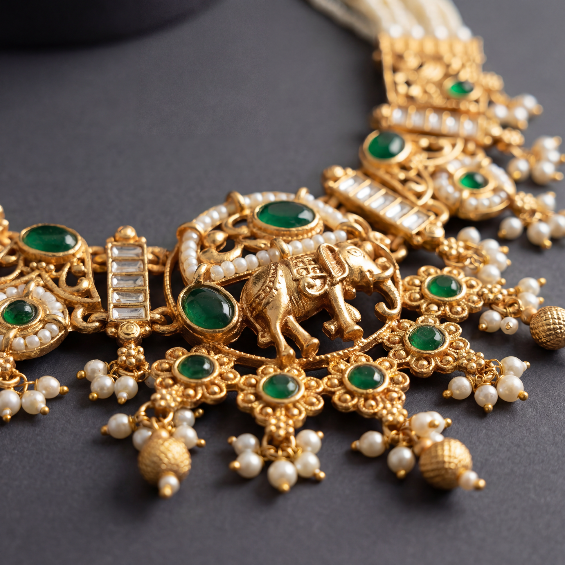 Elephant Necklace Set | Rajputi Luxury Rajwadi Wedding Jewelry - nandai.store