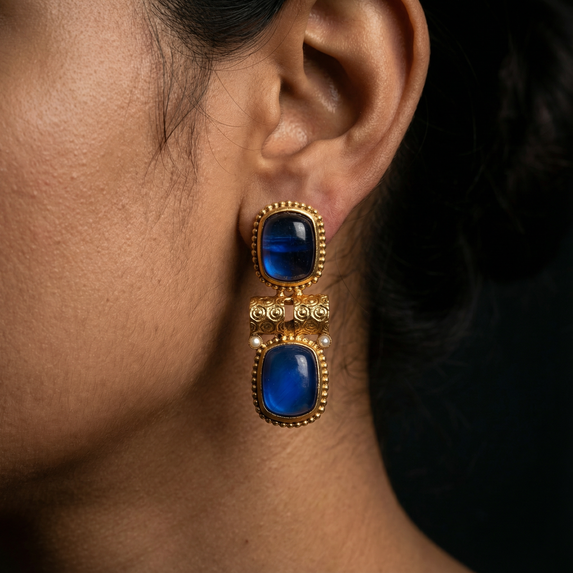 Rajwadi Choker Necklace | Monalisa Fusion Bridal Jewelry Set with Earrings - nandai.store