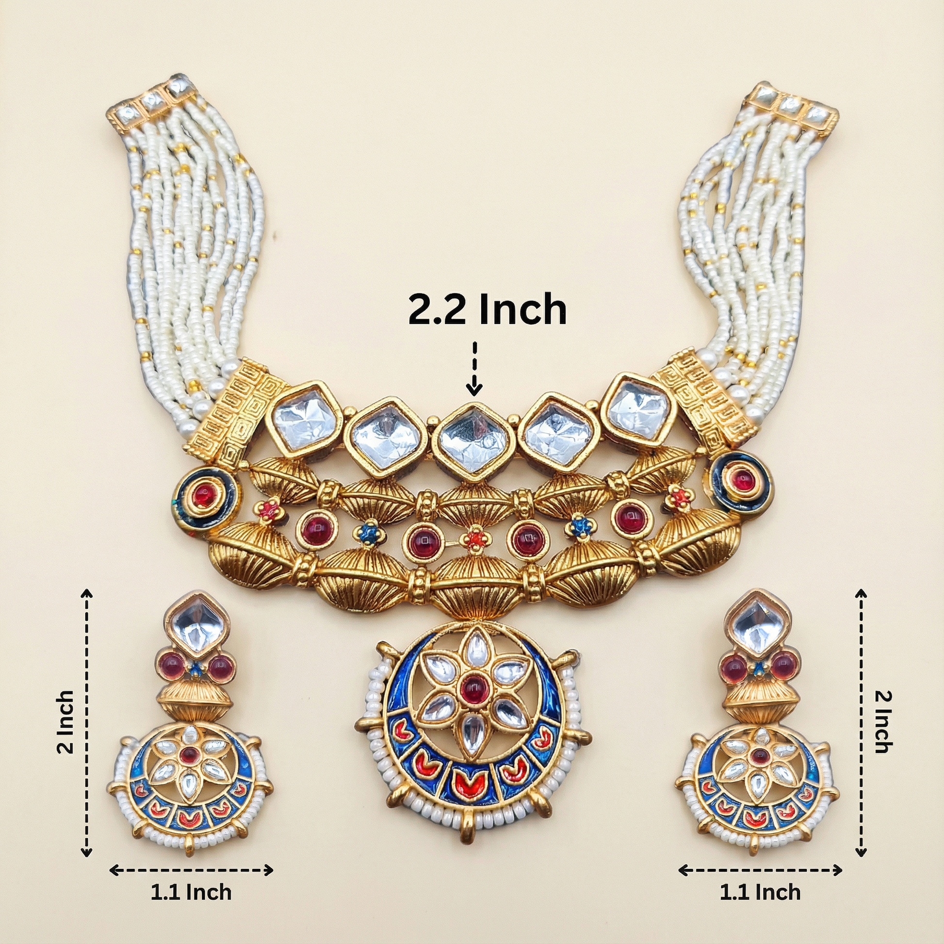 Meena Jewelry Set | Rajputi Luxury Indian Necklace & Earrings - nandai.store