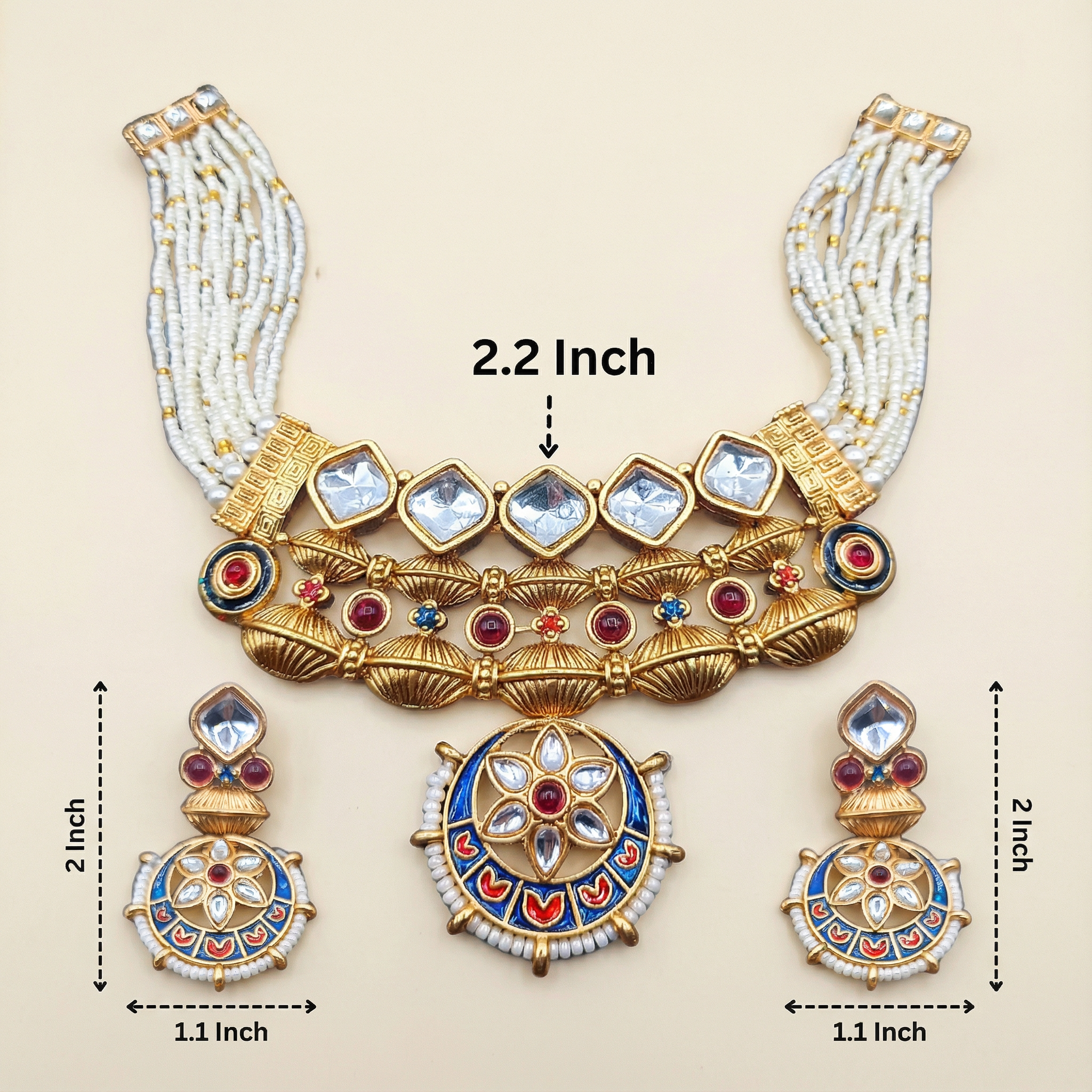 Meena Jewelry Set | Rajputi Luxury Indian Necklace & Earrings - nandai.store