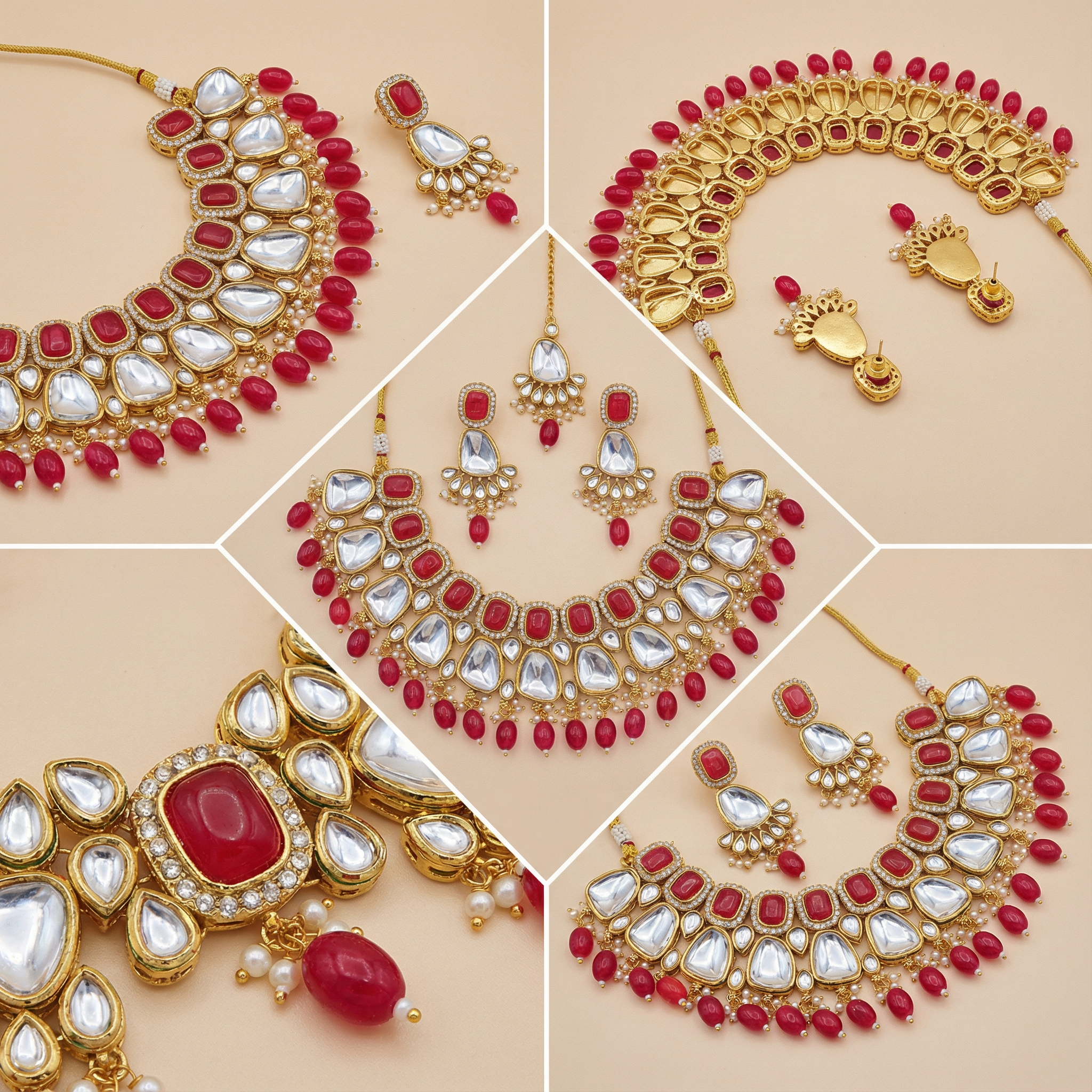 Kundan Choker Set | Earrings | Sarah Jadau Kundan Jewellery for Women - nandai.store