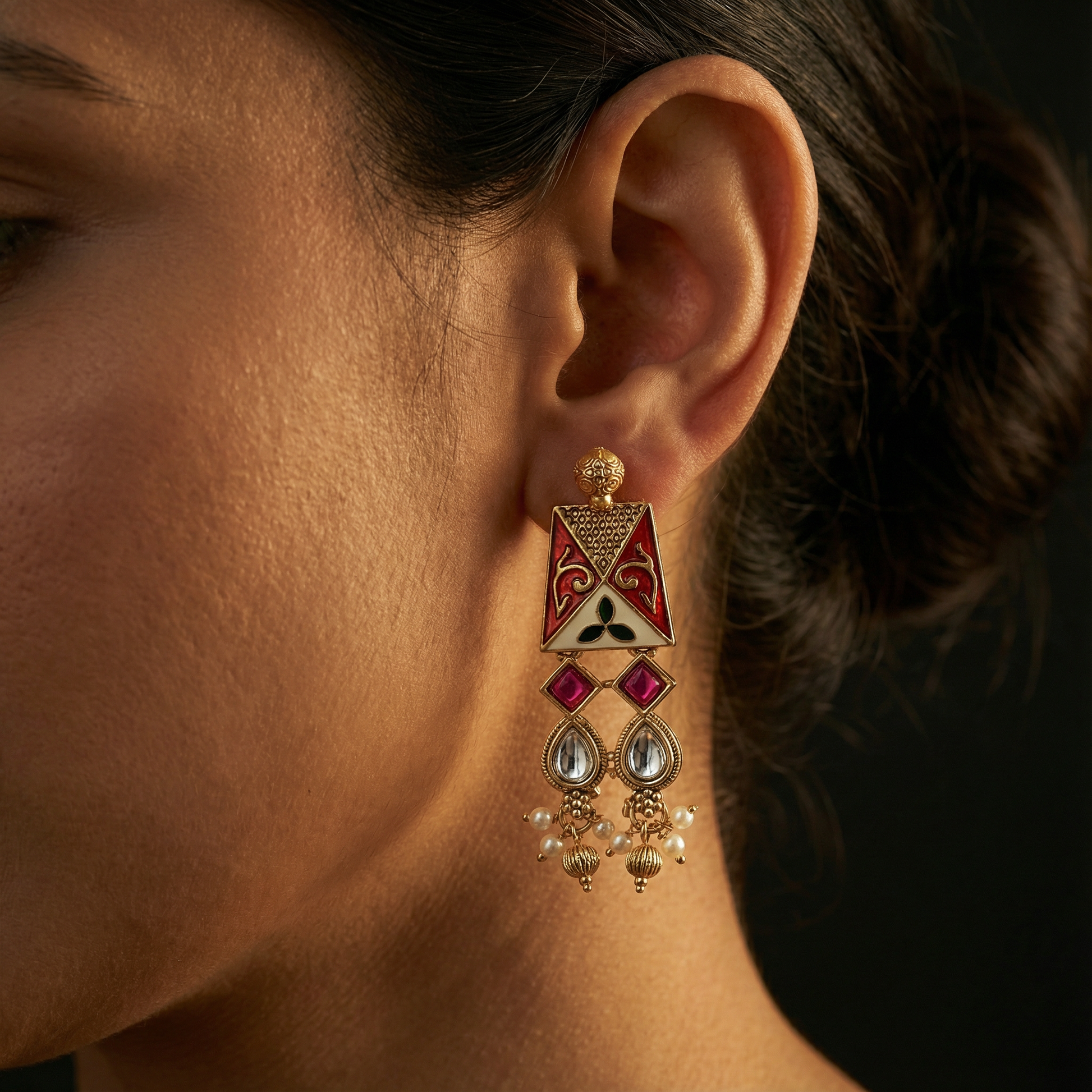 Meenakari Necklace Set | Rajwadi Luxury Gold-Plated Indian Jewelry - nandai.store