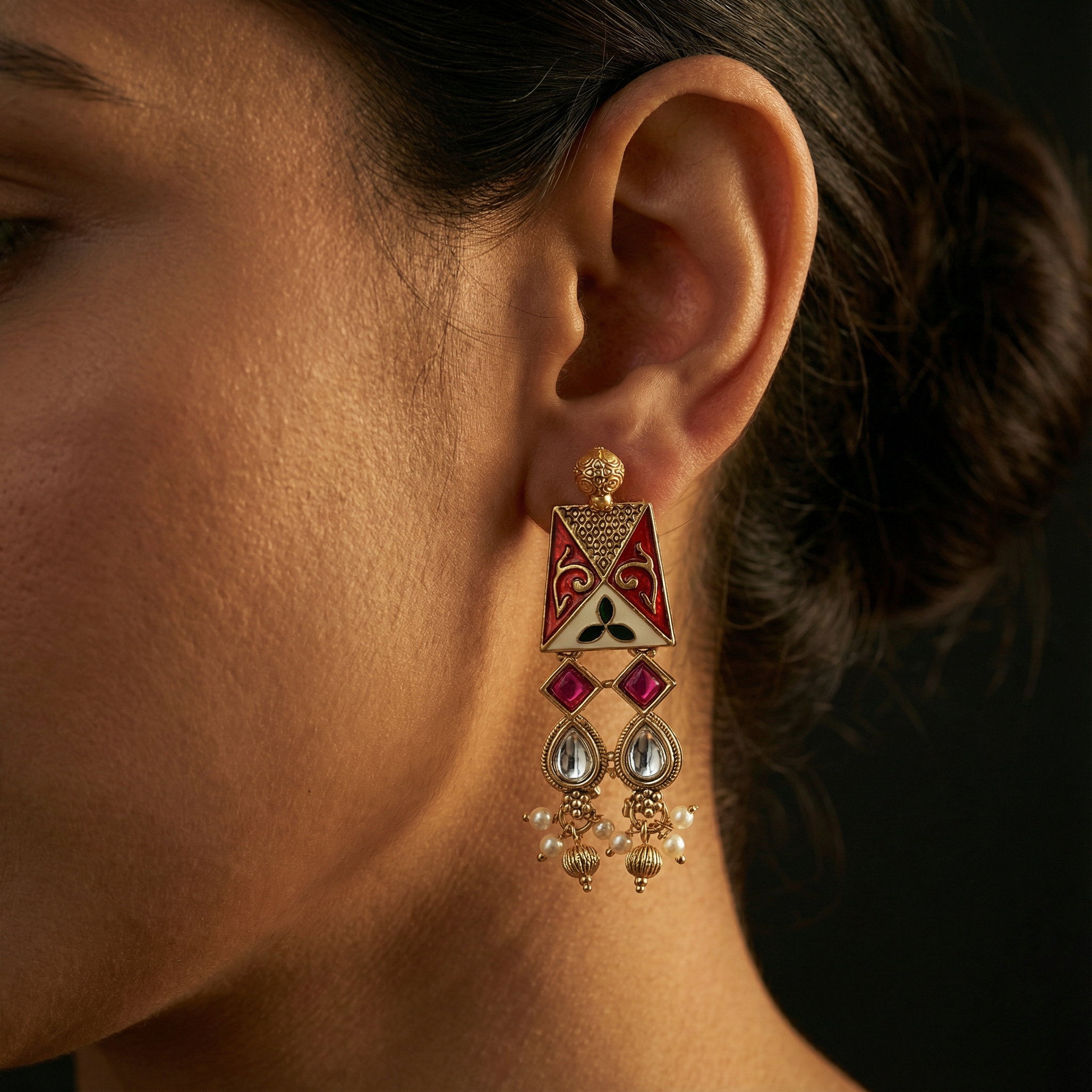 Meenakari Necklace Set | Rajwadi Luxury Gold-Plated Indian Jewelry - nandai.store