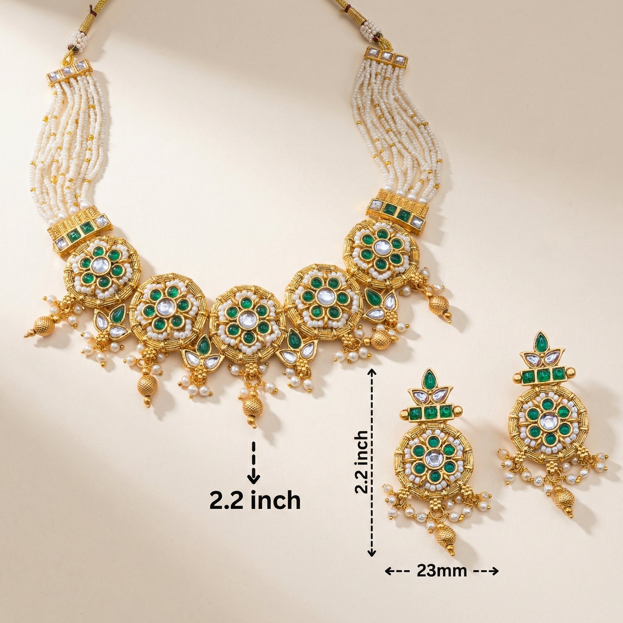 Kundan Choker Set | Rajputi Bridal Necklace with Pearls & Gold - nandai.store