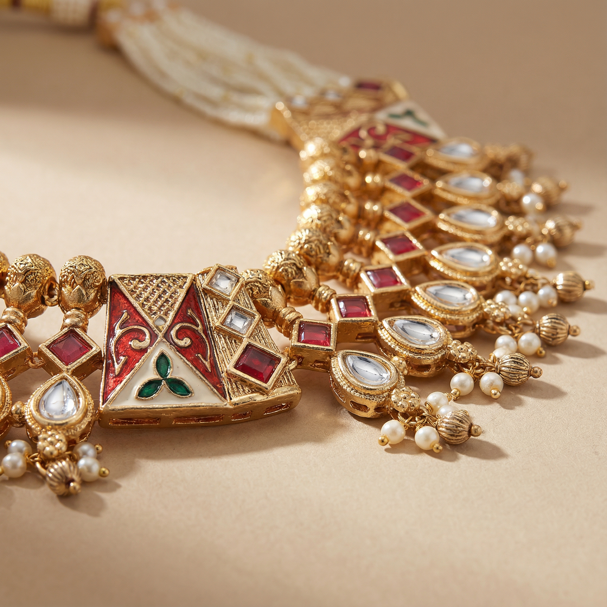 Meenakari Necklace Set | Rajwadi Luxury Gold-Plated Indian Jewelry - nandai.store