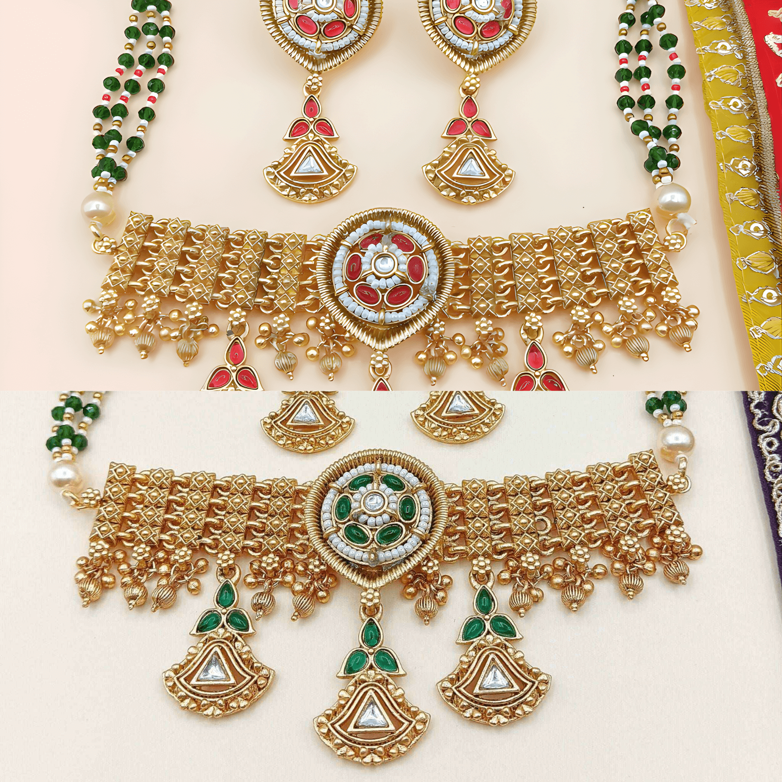 Kundan Choker Set | Meenakari Rajputi Luxury Indian Jewelry - nandai.store