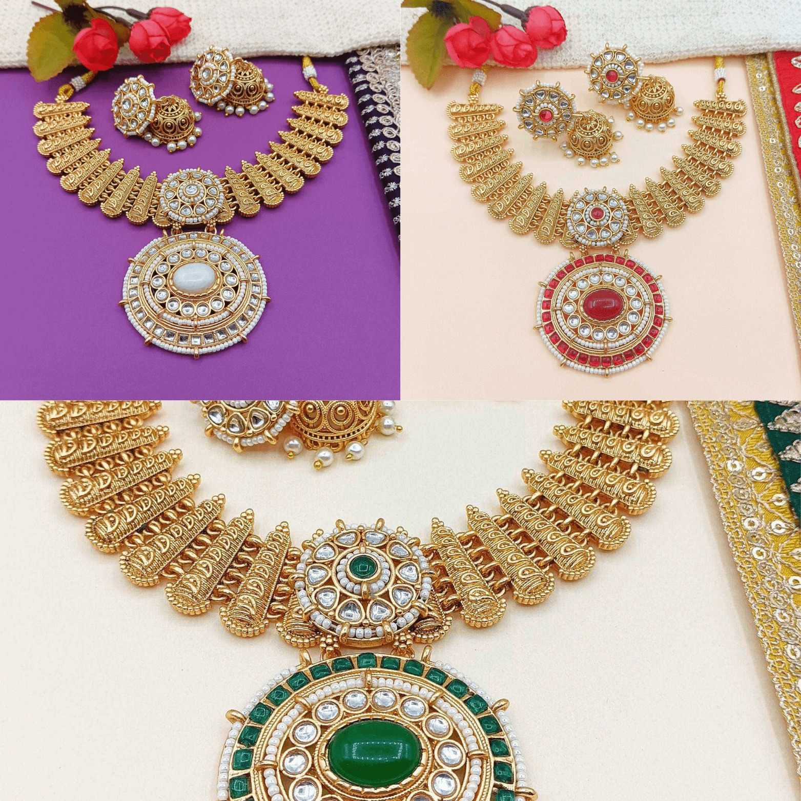 Kundan Choker Set | Rajputi Luxury Indian Bridal Jewelry - nandai.store