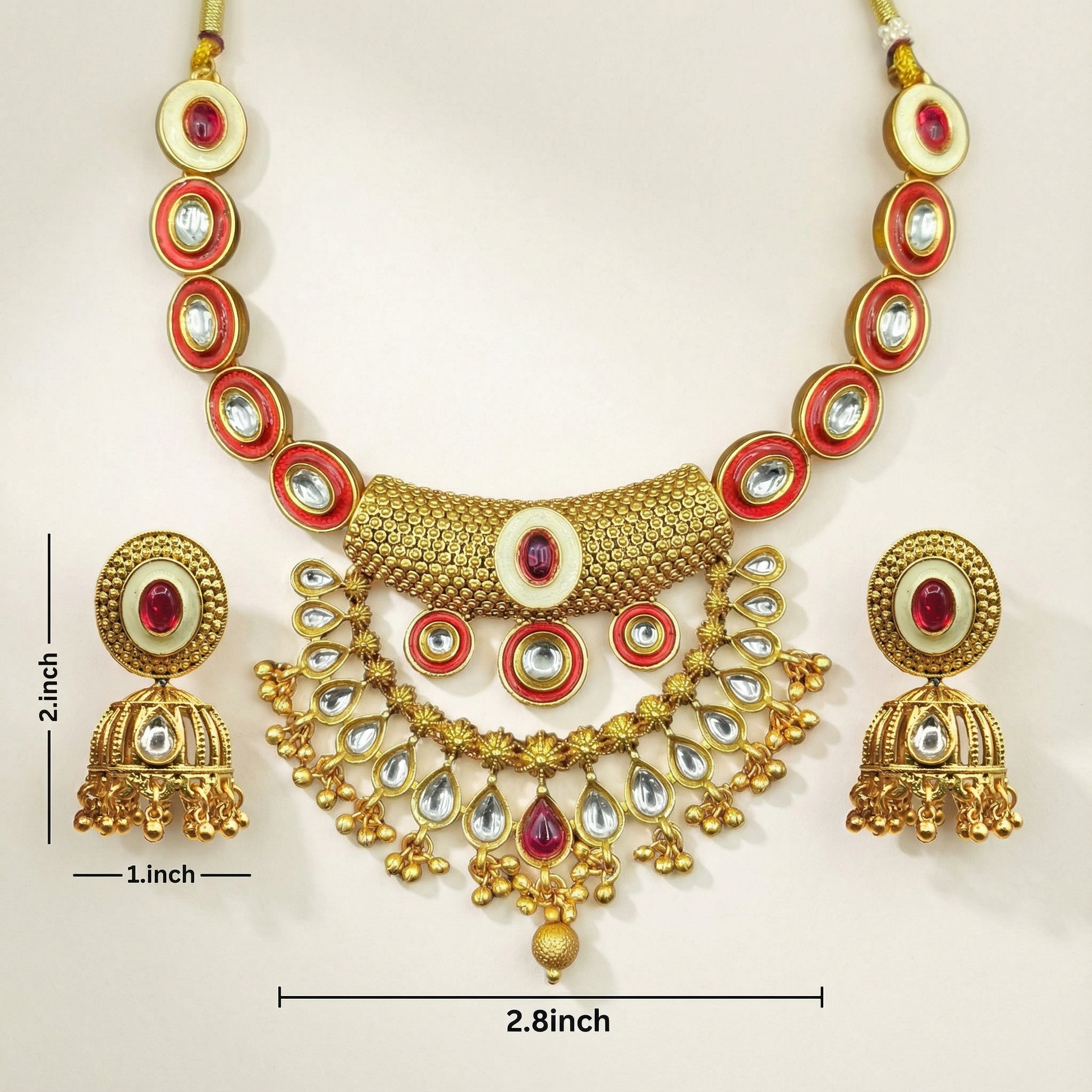 Kundan Choker Set | Rajputi Luxury Indian Bridal Necklace & Earrings - nandai.store