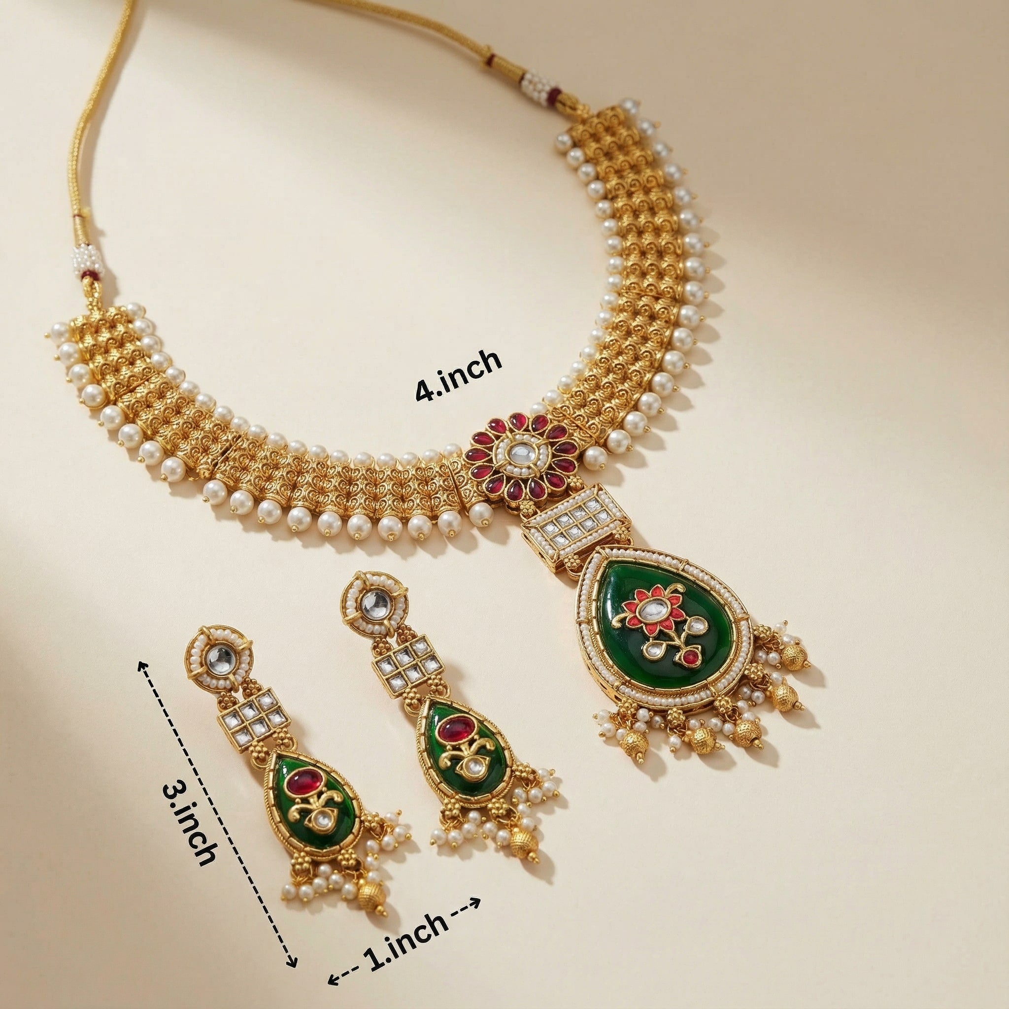 Meenakari Kundan Necklace | Rajputi Pearl Choker Bridal Jewelry - nandai.store