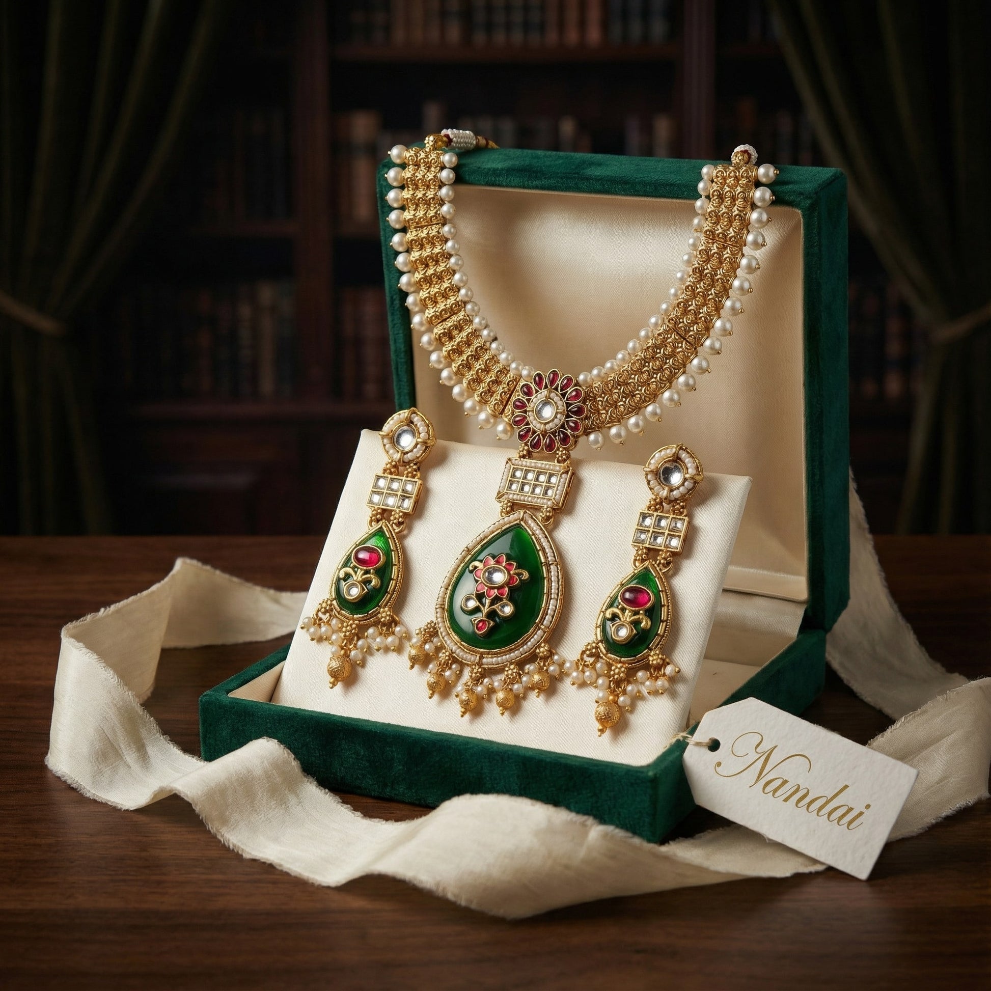 Meenakari Kundan Necklace | Rajputi Pearl Choker Bridal Jewelry - nandai.store