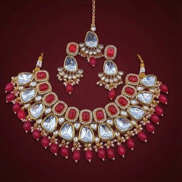 Agni Red Kundan Choker Set | Earrings | Sarah Jadau Kundan Jewellery for Women — Nandai