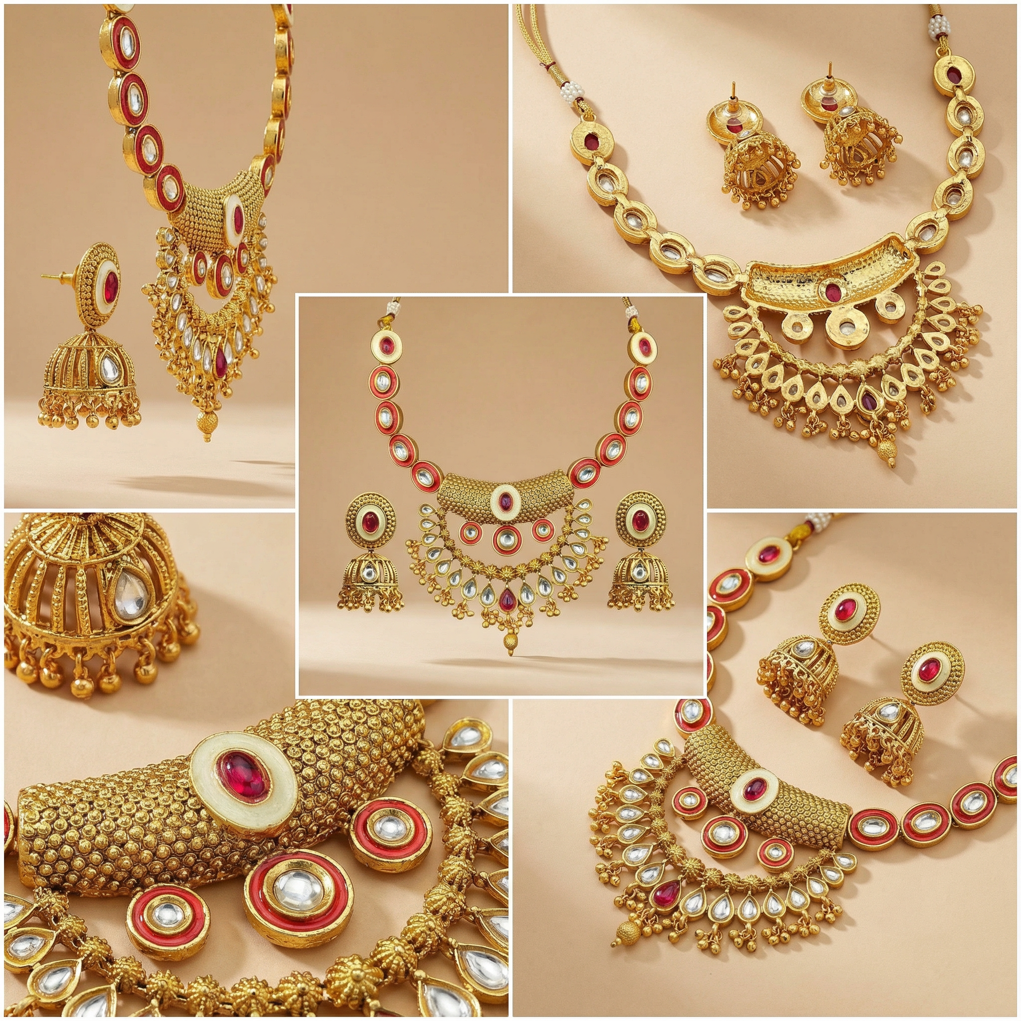 Kundan Choker Set | Rajputi Luxury Indian Bridal Necklace & Earrings - nandai.store