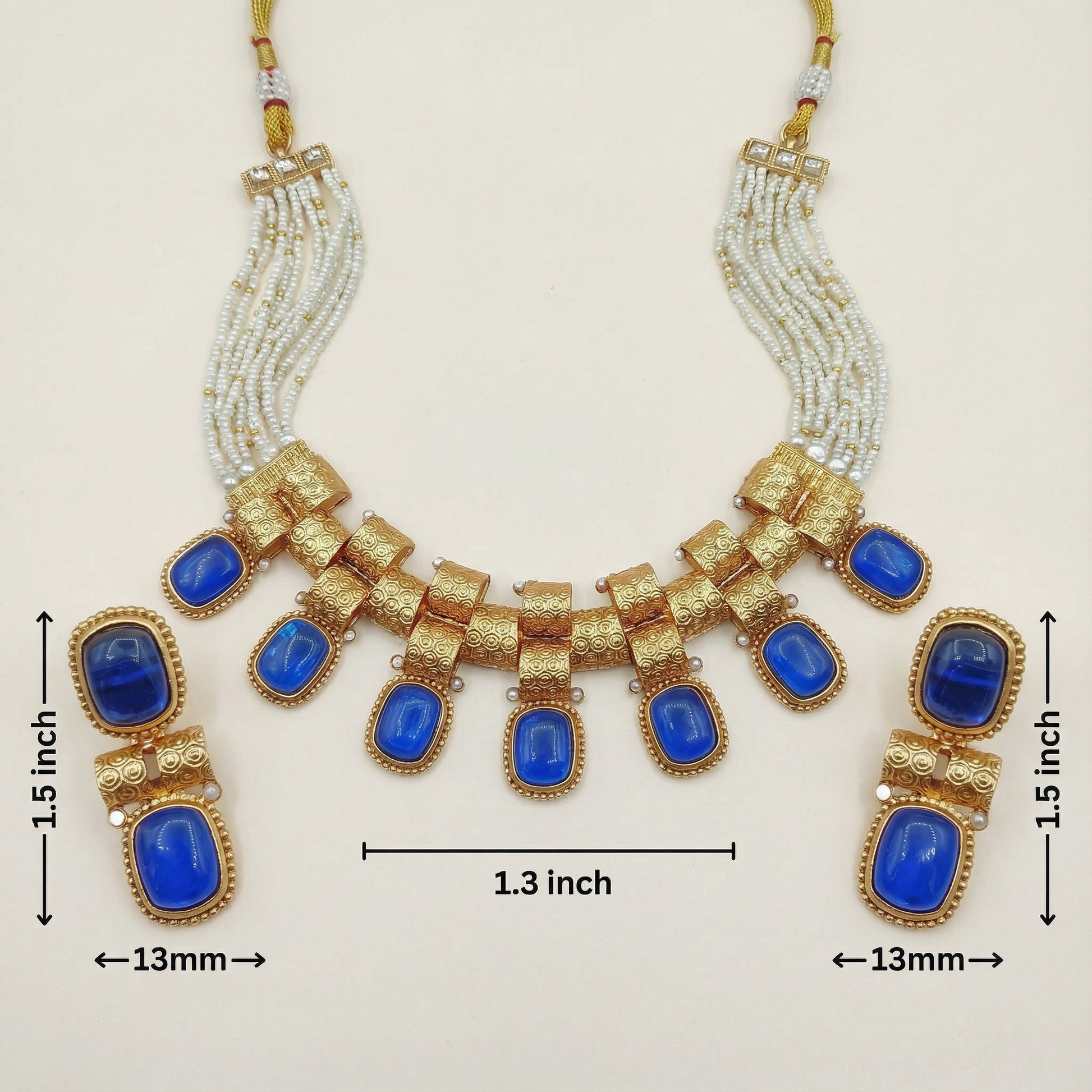 Rajwadi Choker Necklace | Monalisa Fusion Bridal Jewelry Set with Earrings - nandai.store