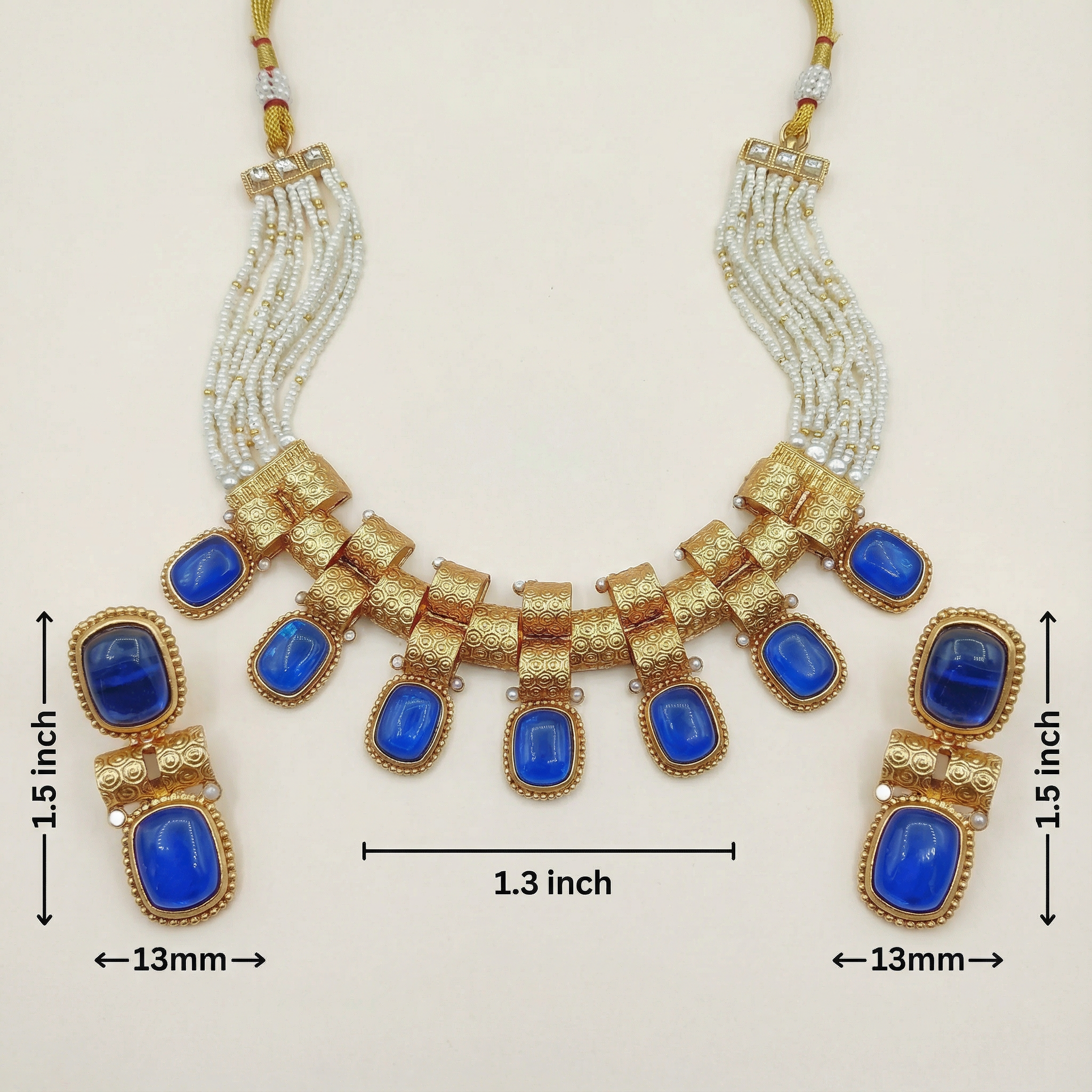 Rajwadi Choker Necklace | Monalisa Fusion Bridal Jewelry Set with Earrings - nandai.store