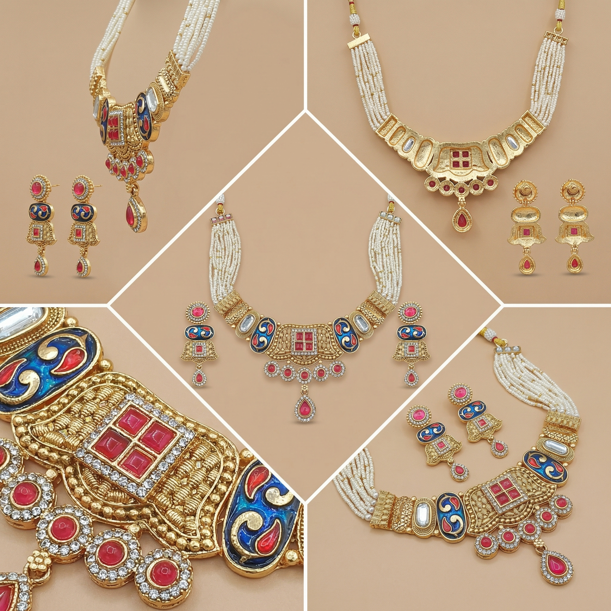 Meenakari Choker Set | Meenakari Kundan Choker Necklace Gold – Rajwadi Bridal Jewellery - nandai.store