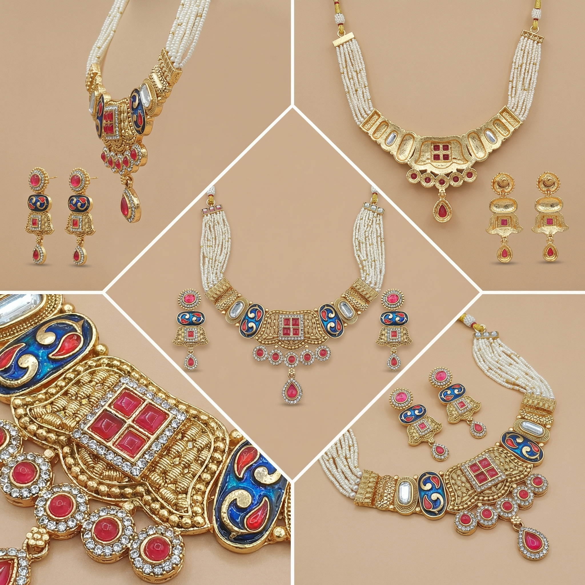 Meenakari Choker Set | Meenakari Kundan Choker Necklace Gold – Rajwadi Bridal Jewellery - nandai.store