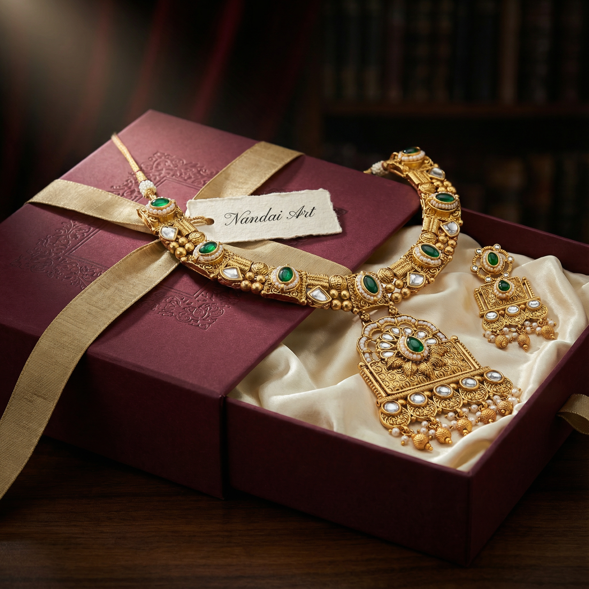 Temple Choker Necklace | Pallavi Gold-Plated South Indian Jewellery Set - nandai.store