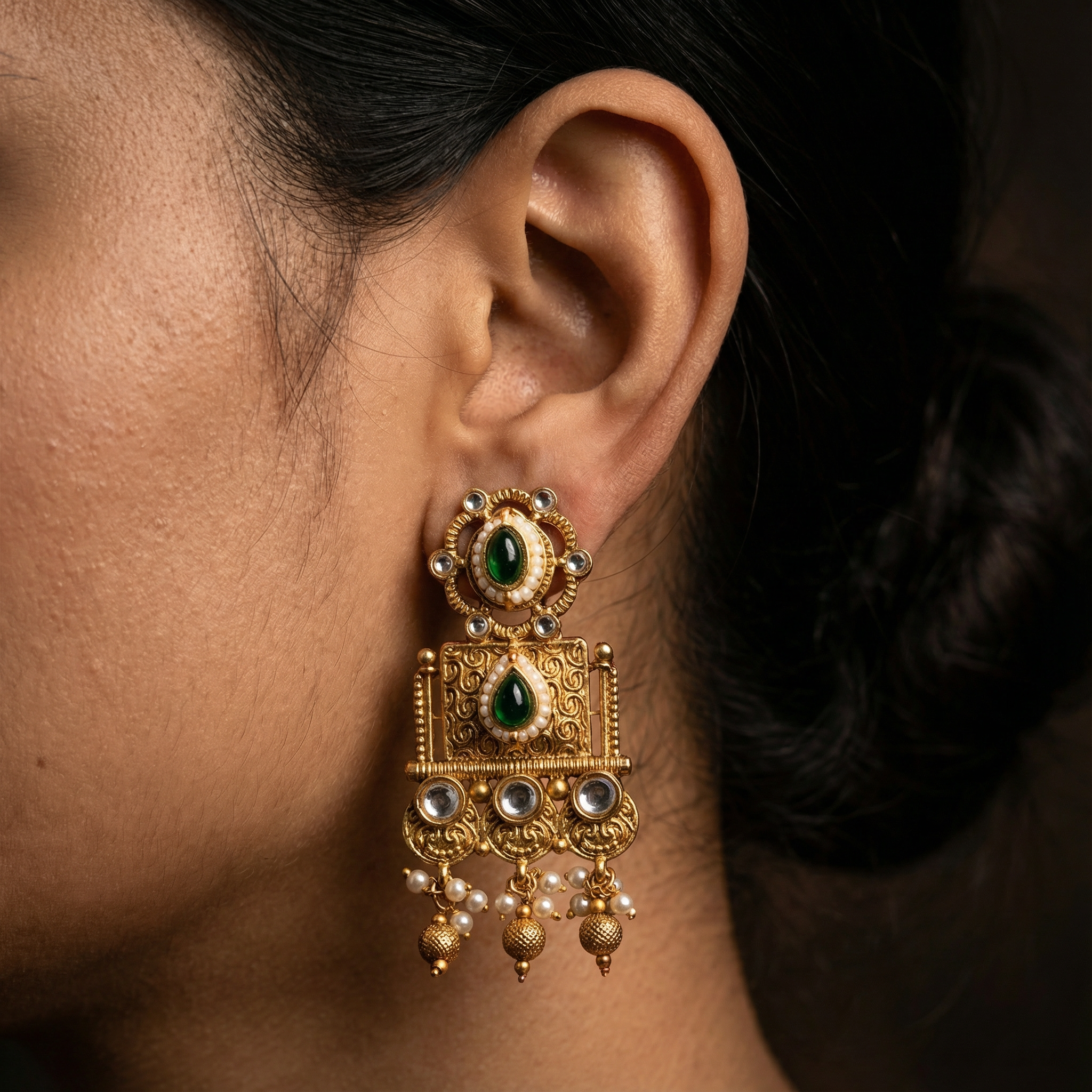 Temple Choker Necklace | Pallavi Gold-Plated South Indian Jewellery Set - nandai.store