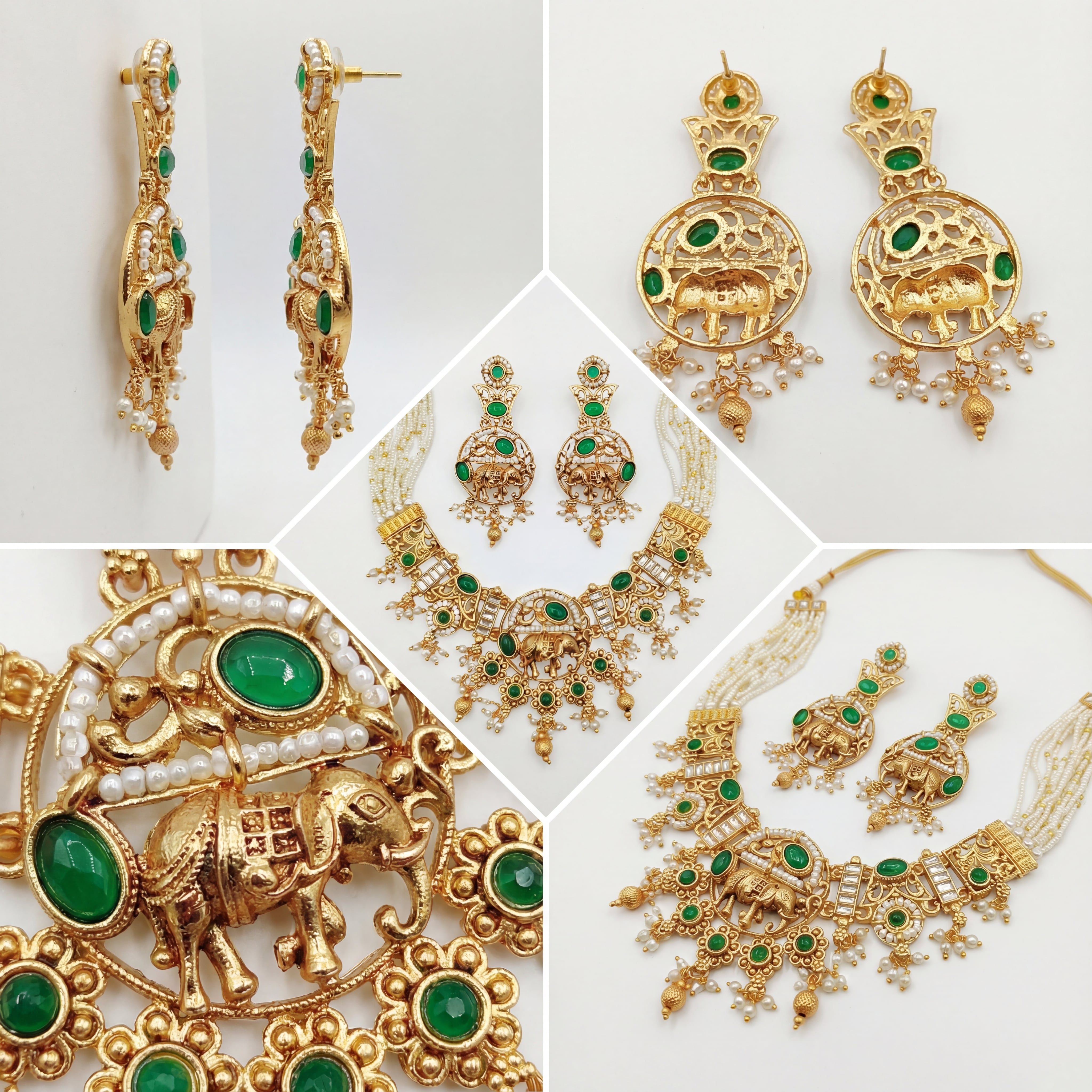 Elephant Necklace Set | Rajputi Luxury Rajwadi Wedding Jewelry - nandai.store
