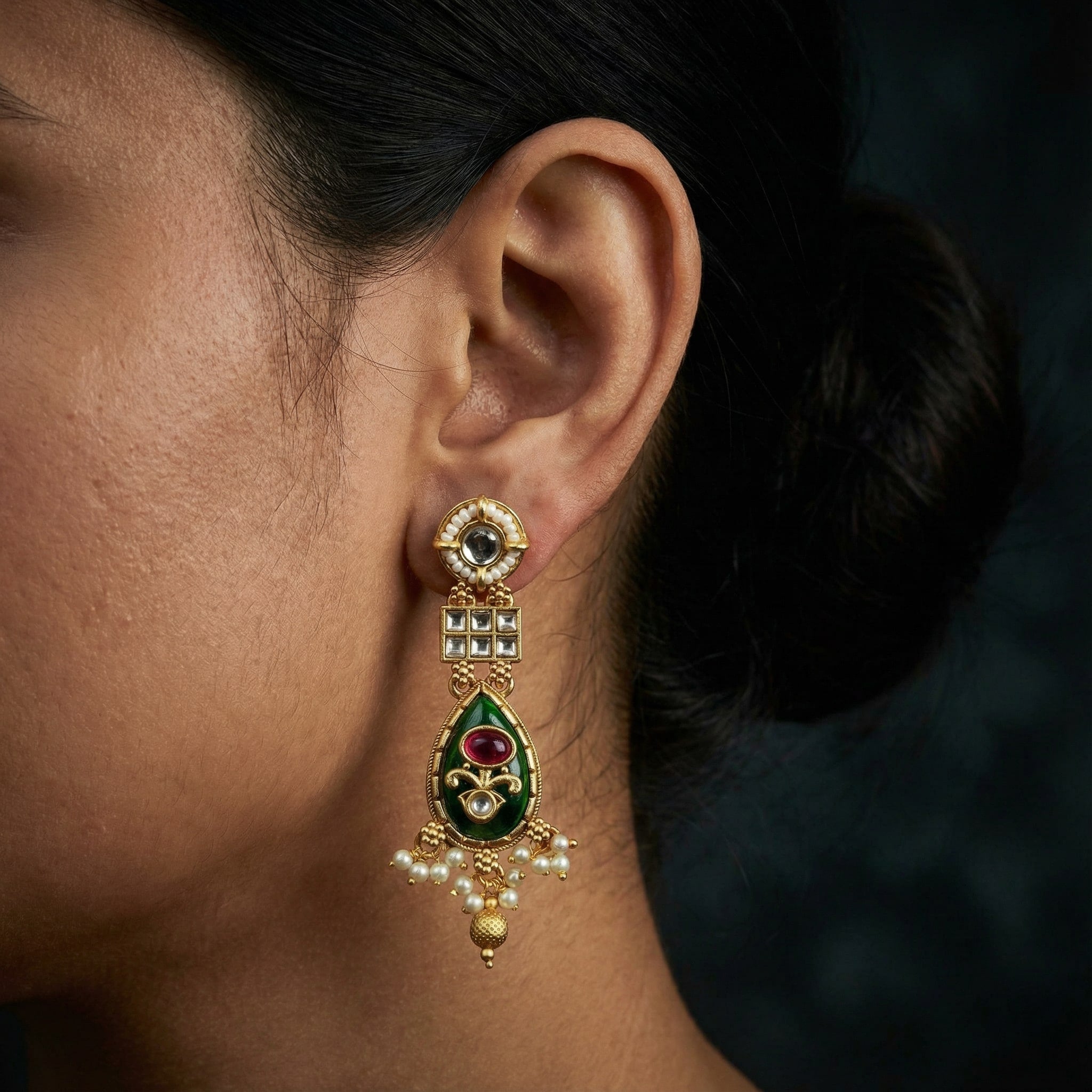 Meenakari Kundan Necklace | Rajputi Pearl Choker Bridal Jewelry - nandai.store