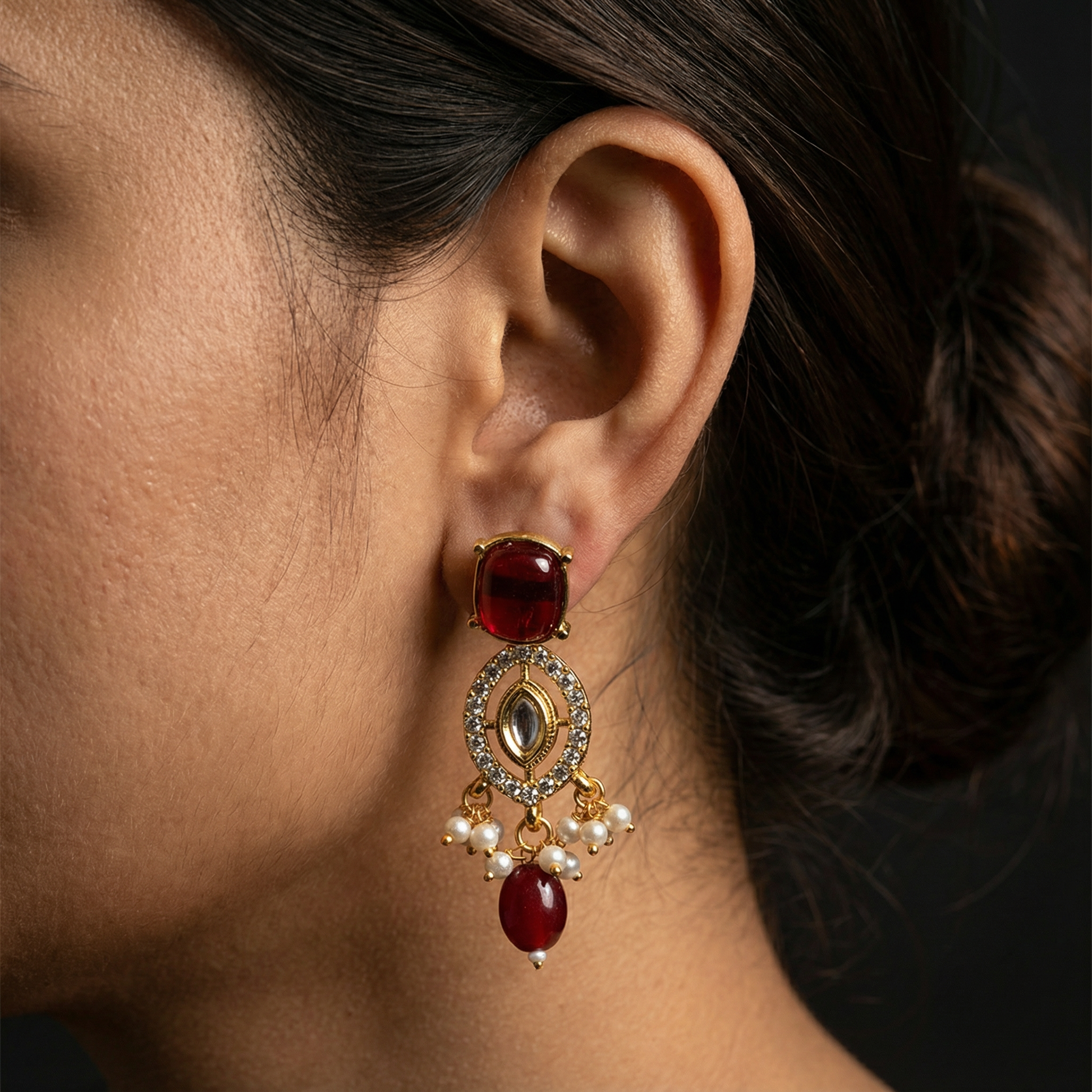 Rajwadi Kundan Choker Set - Kavya Gold-Plated Necklace, Earrings & Maang Tikka Set - nandai.store