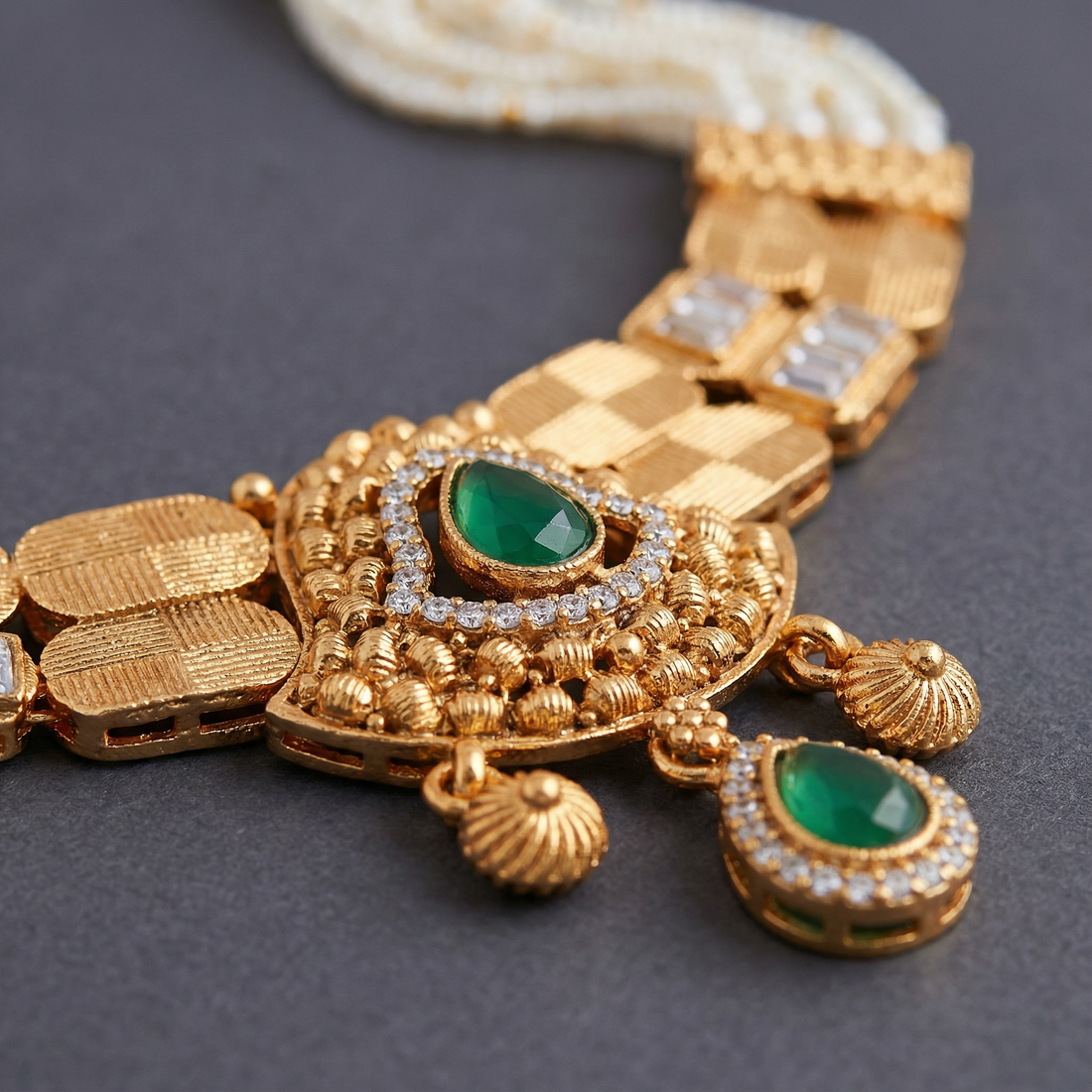 Temple Jewellery Choker Set | Jaipur Bridal Gold-Plated Necklace with Earrings - nandai.store