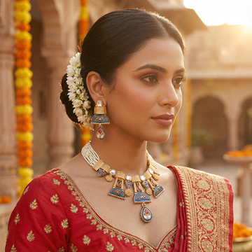 Royal Kundan Choker Set – Bridal Necklace & Earrings - nandai.store