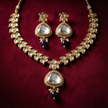Polki Choker Set - Majestic Uncut Bridal Gold-Plated Necklace & Earrings for Elegant Style - nandai.store