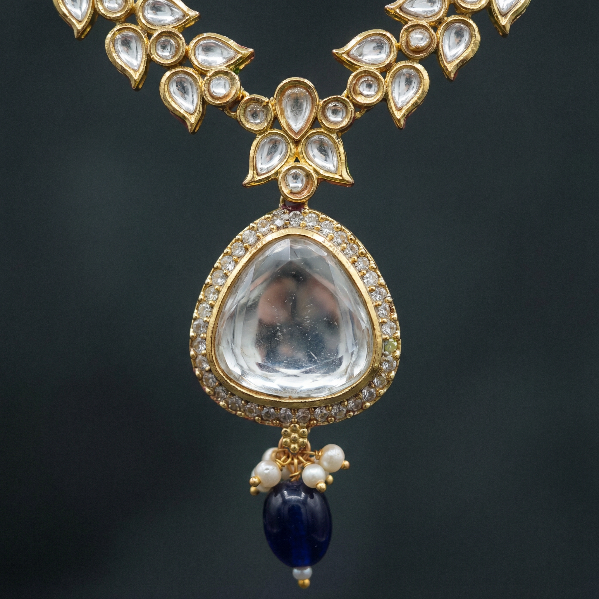 Polki Choker Set - Majestic Uncut Bridal Gold-Plated Necklace & Earrings for Elegant Style - nandai.store