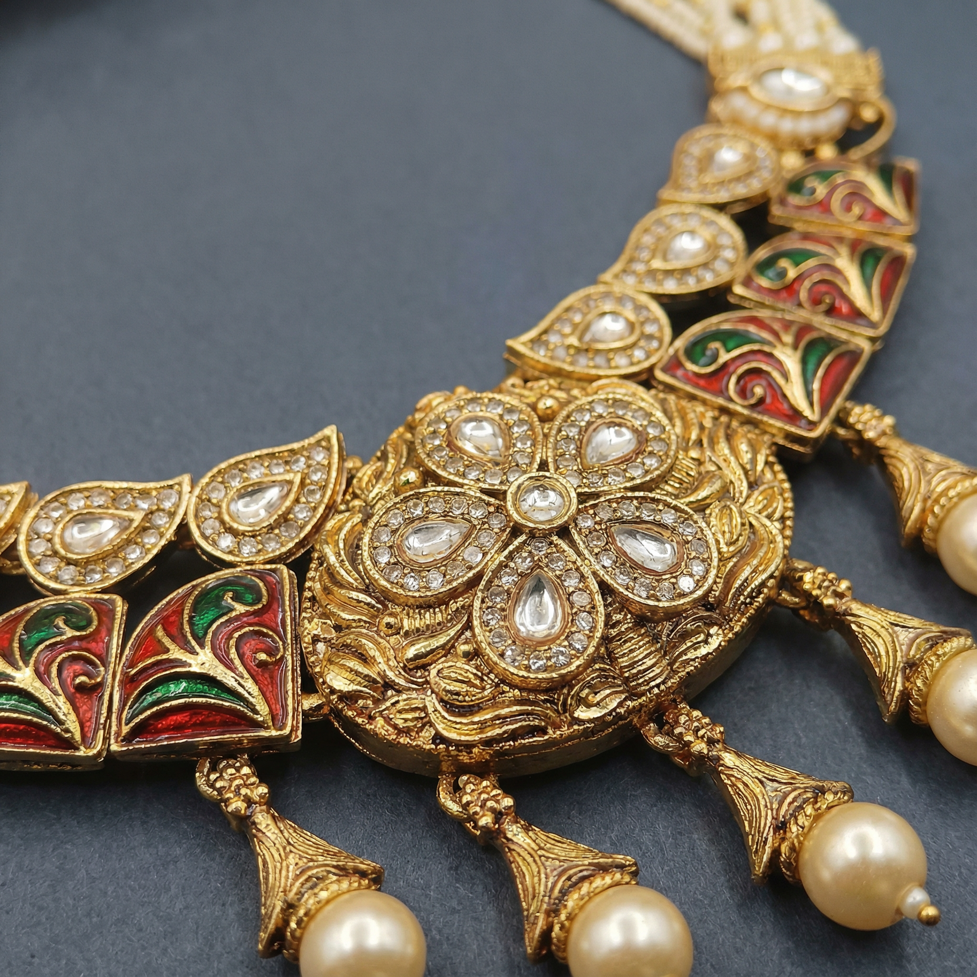 Kundan Necklace Set | Rajwadi Pearl Rajputi Jewelry for Brides - nandai.store