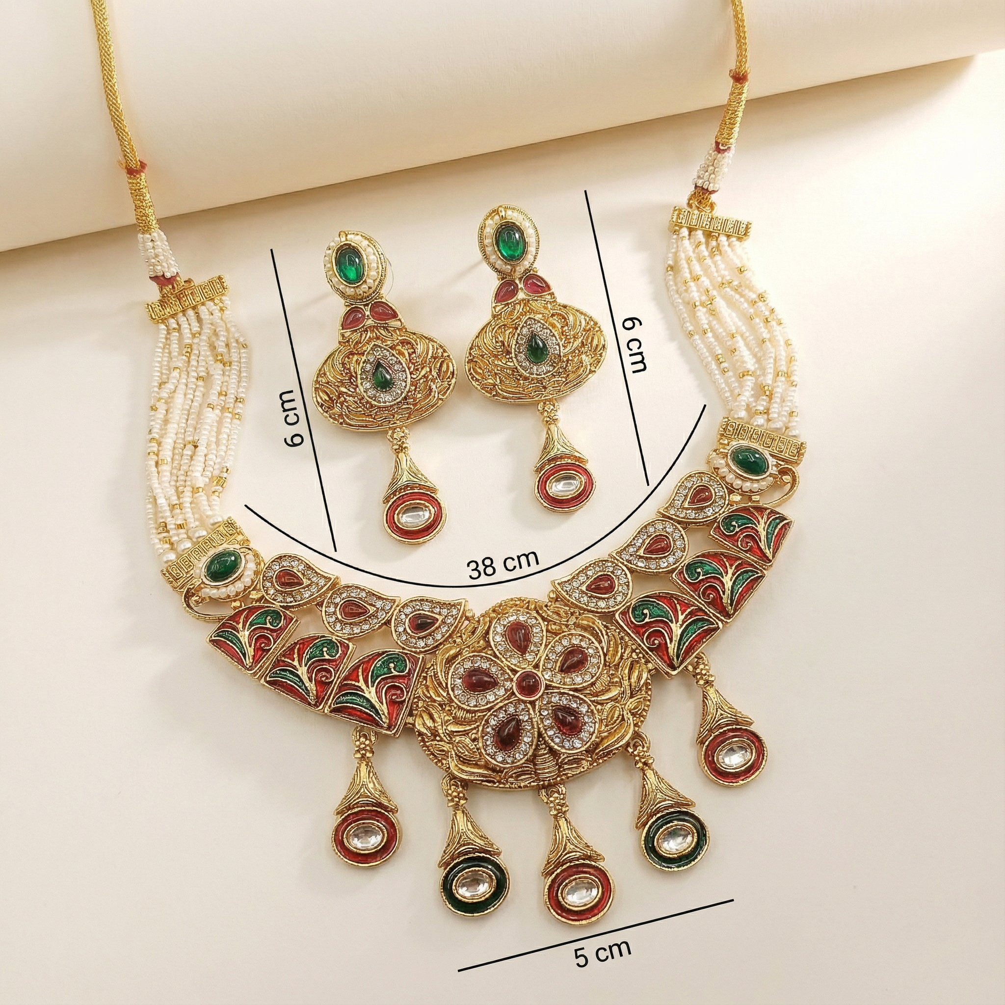 Kundan Necklace Set | Rajwadi Pearl Rajputi Jewelry for Brides - nandai.store