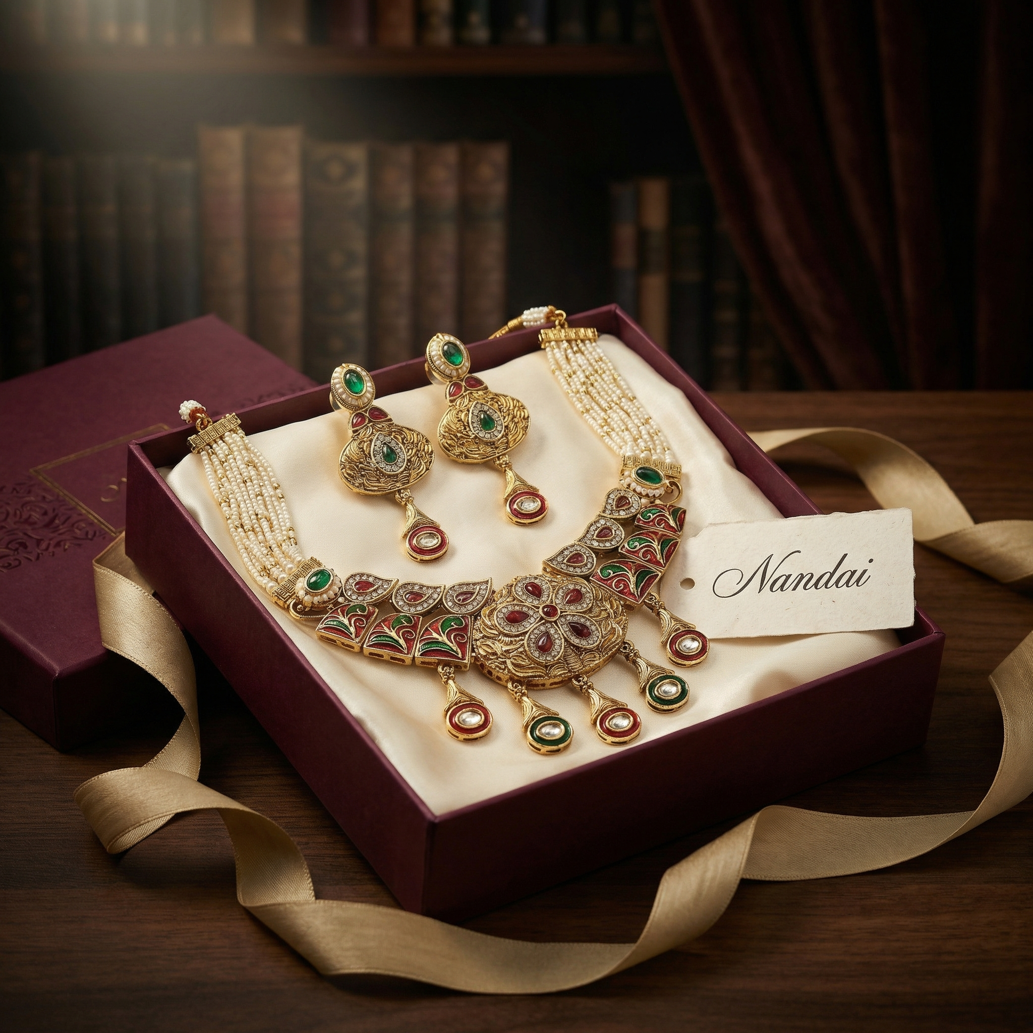Kundan Necklace Set | Rajwadi Pearl Rajputi Jewelry for Brides - nandai.store