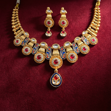 Meenakari Kundan Necklace Set With Earrings | Exquisite Bridal Jewellery Set - nandai.store