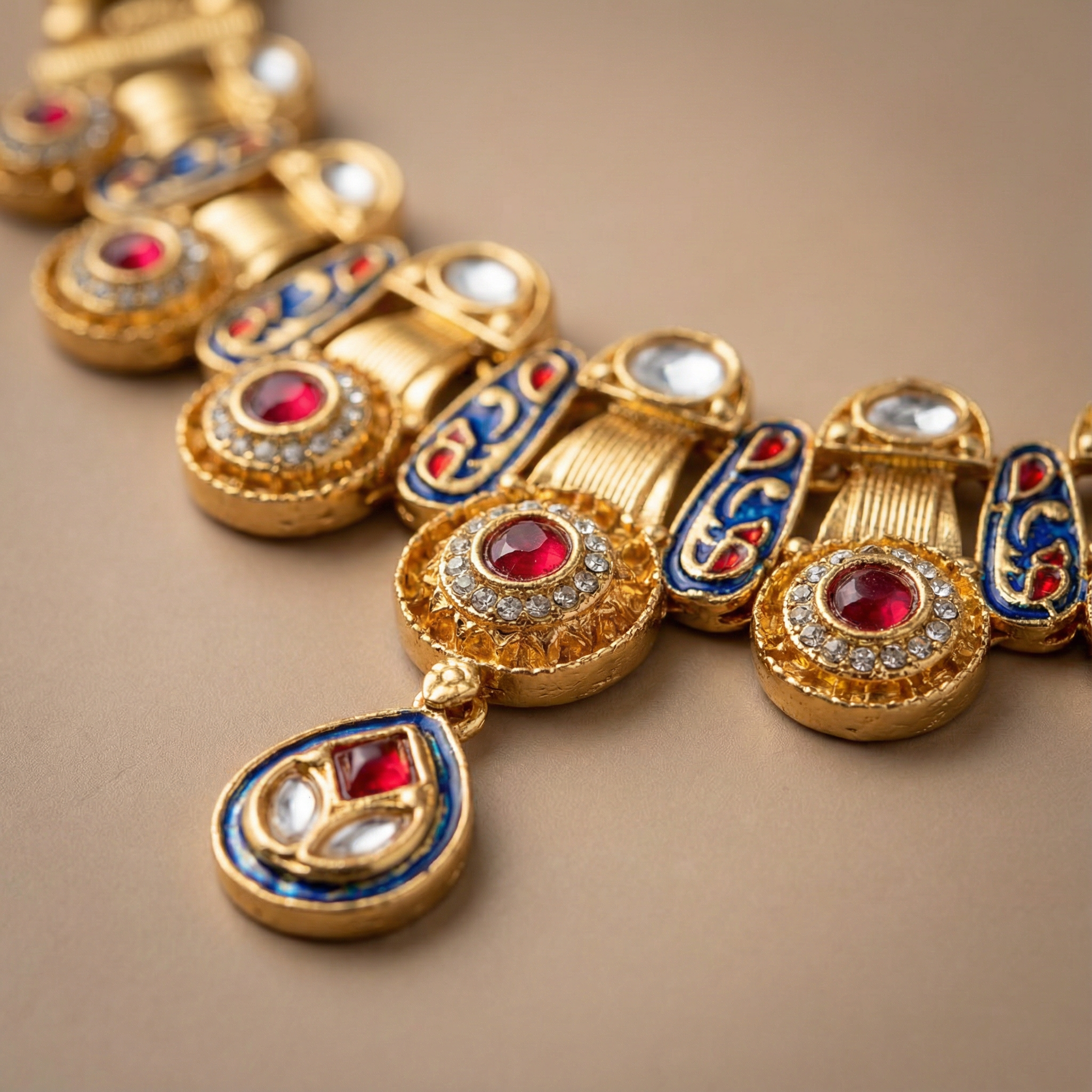 Meenakari Kundan Necklace Set With Earrings | Exquisite Bridal Jewellery Set - nandai.store