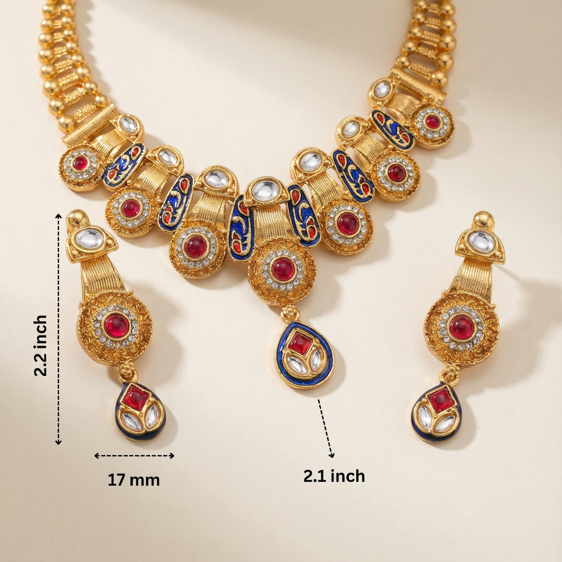 Meenakari Kundan Necklace Set With Earrings | Exquisite Bridal Jewellery Set - nandai.store