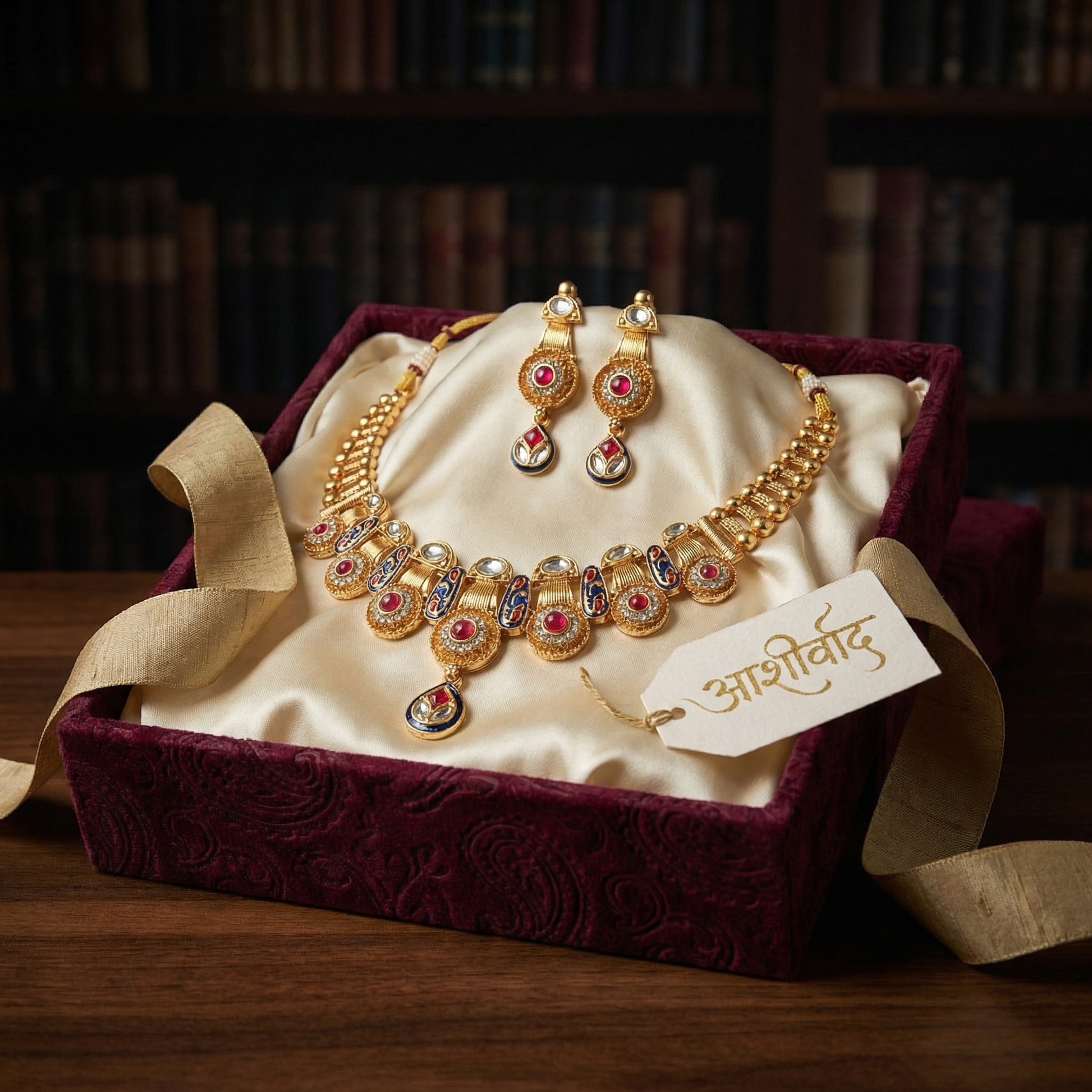 Meenakari Kundan Necklace Set With Earrings | Exquisite Bridal Jewellery Set - nandai.store