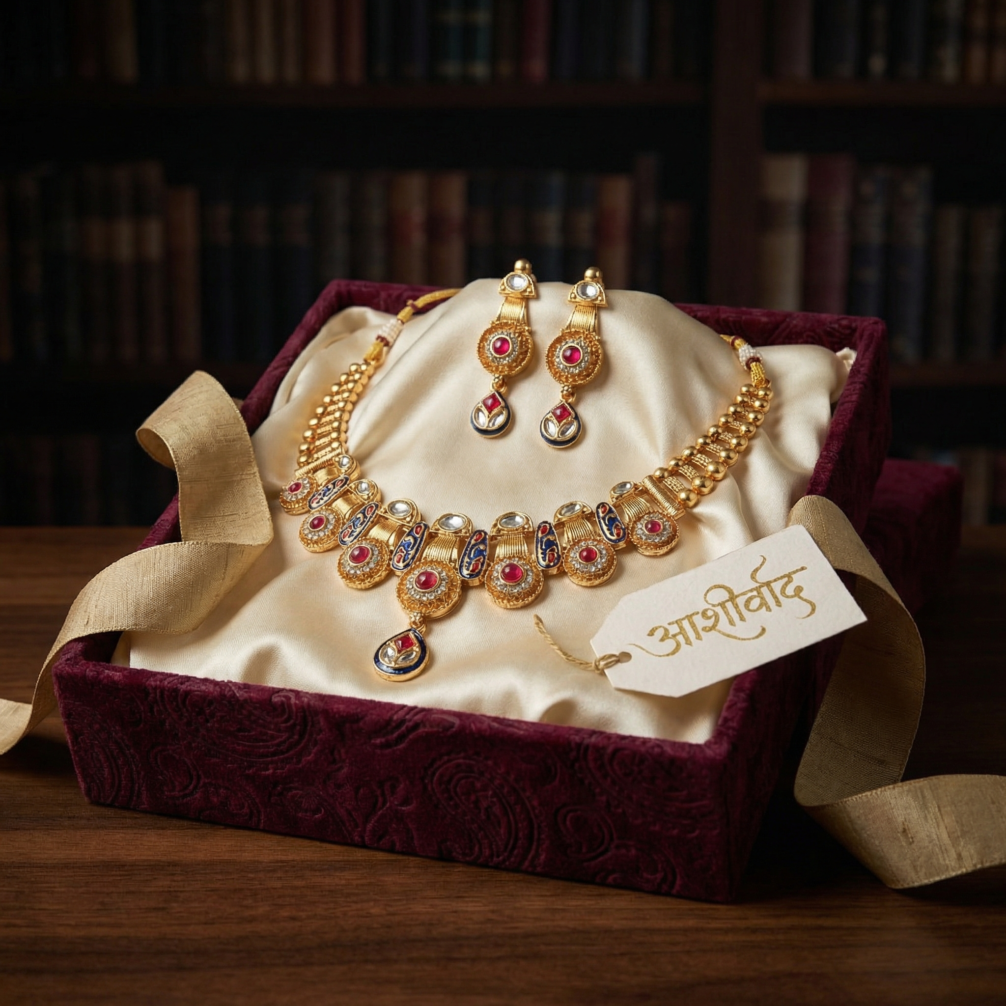 Meenakari Kundan Necklace Set With Earrings | Exquisite Bridal Jewellery Set - nandai.store